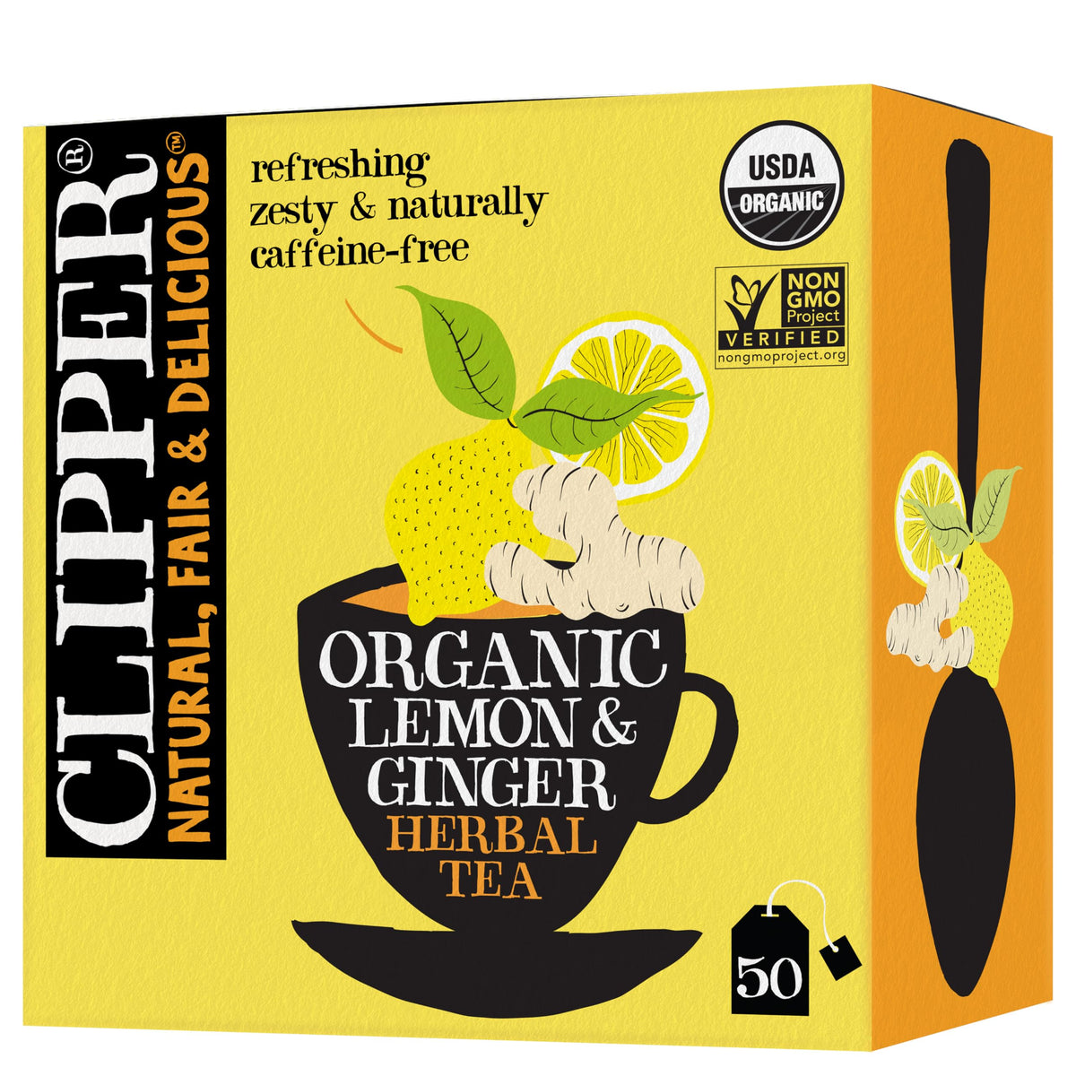 Clipper Organic Lemon & Ginger Herbal Tea, 50 Tea Bags