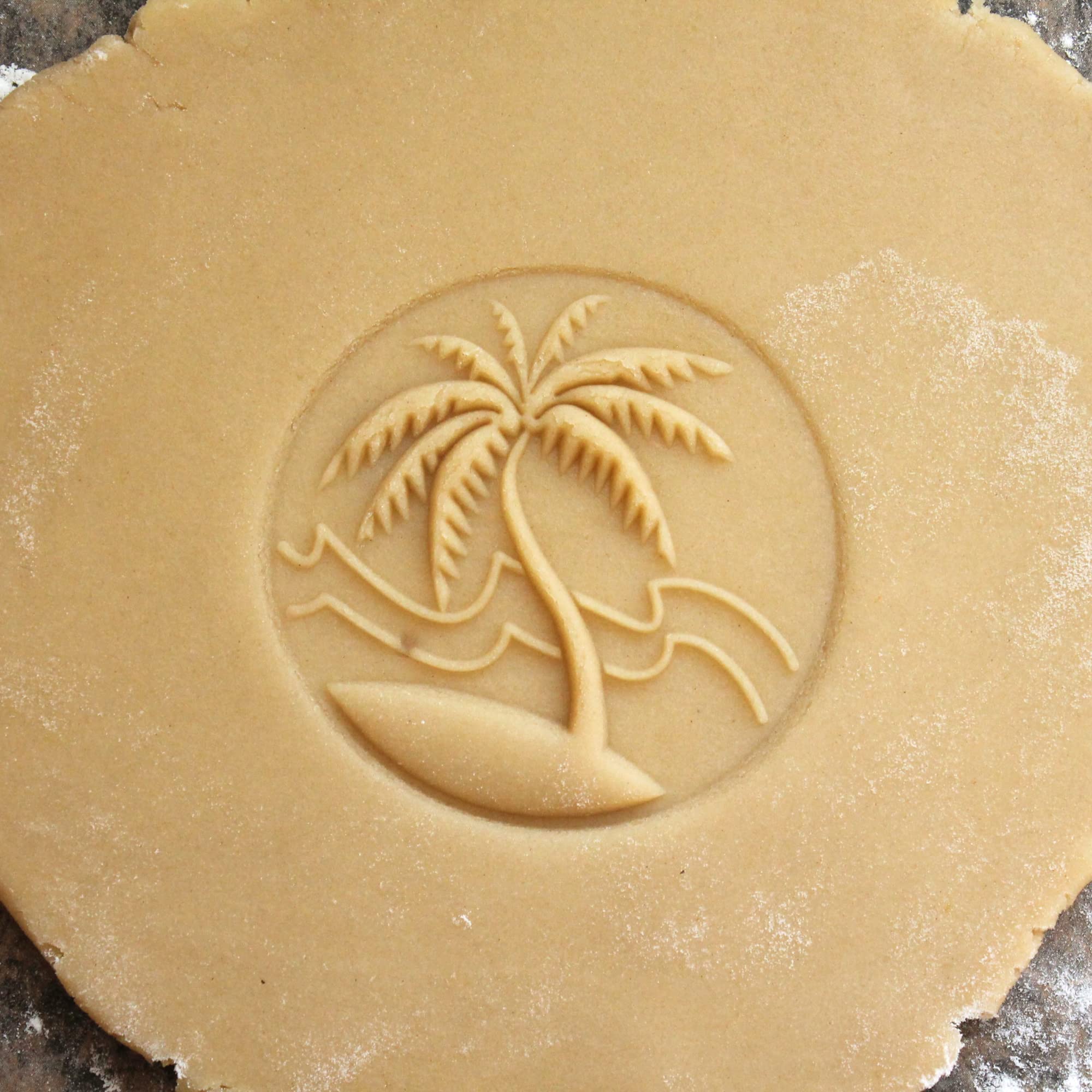 Fun Food Tools, Wood Cookie Stamp, 2.5 Inch (Tropical Island CS-046)