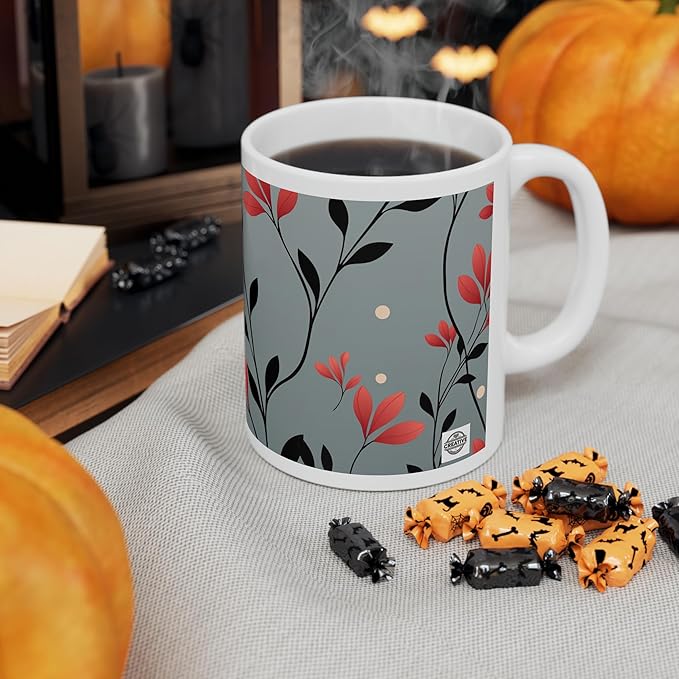 11 OZ Novelty Coffee Mugs - Christmas Gift (Leaf Flower Design)