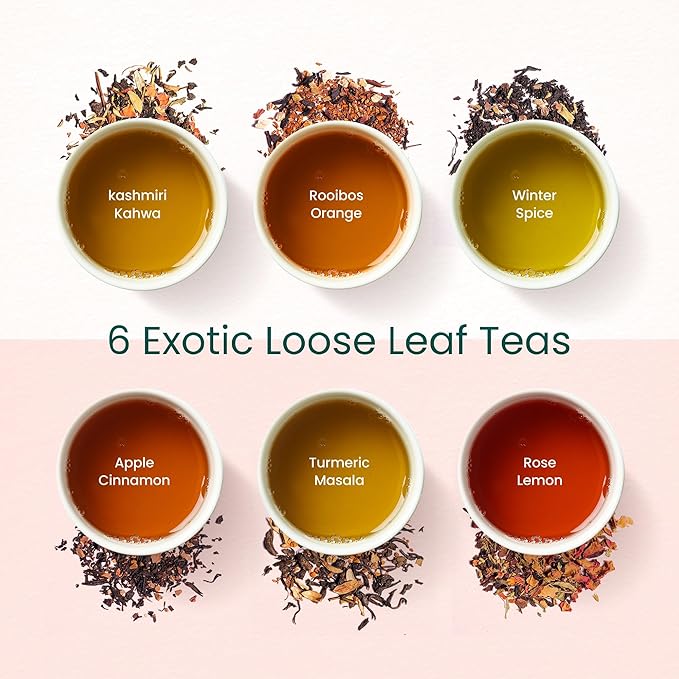 Teaniru, Gourmet Tea Collection – Pack of 100 | 6 Flavored Loose Leaf Tea Set | Gourmet Tea Gift Sets | Corporate Gifting & Bulk Gifts