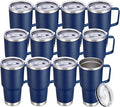 30 oz Tumbler with Handle and Lid, Stainless Steel Tumblers Bulk Double Wall Vacuum Insulated Travel Mug Leak Proof Cup Keep Drinks Cold and Hot Navy, 12 Pack
