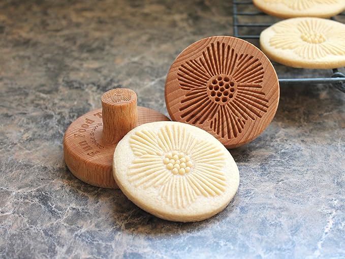 Wood Cookie Stamp, 2.5 Inch (Flower Design CS-121)