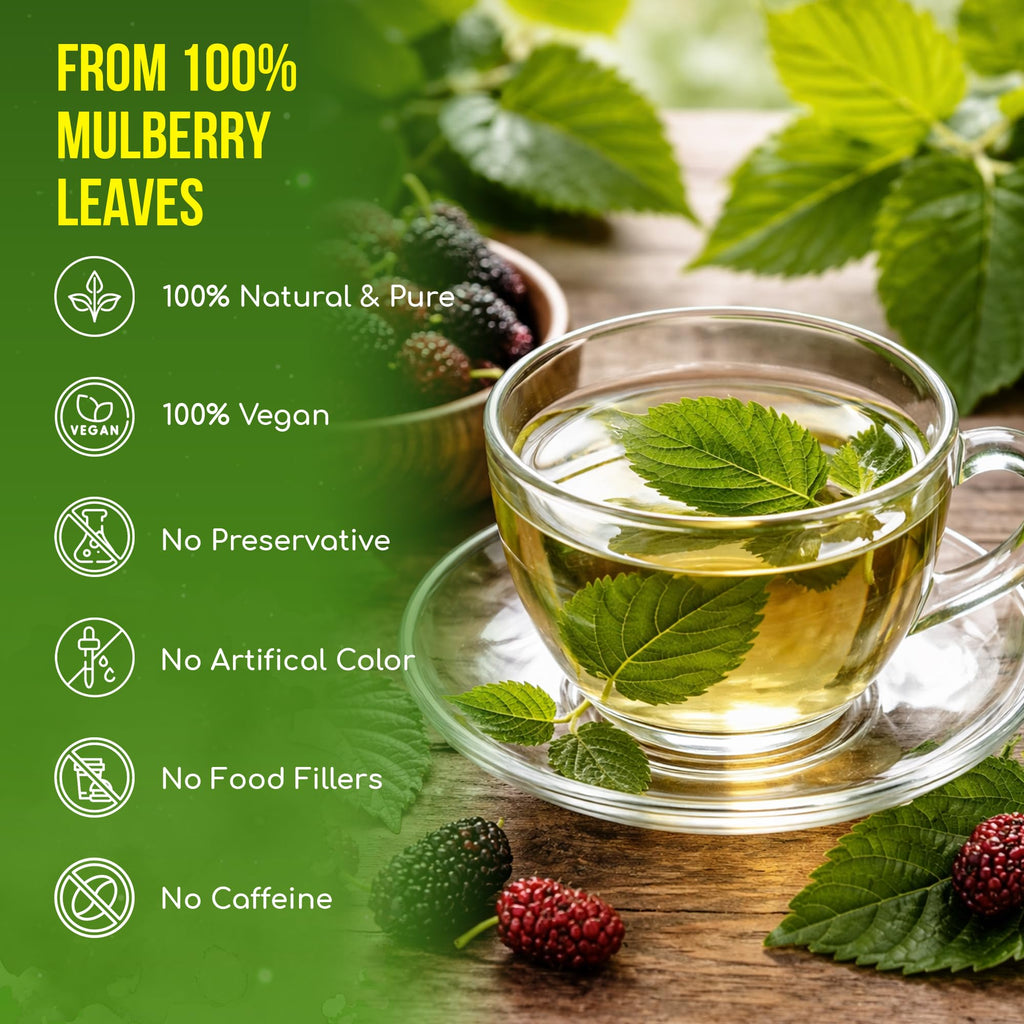 FreshDrinkUS Premium 75 Mulberry Leaf Tea Bags, 100% Natural & Pure. Loose Leaf Herbal Tea. Made with Natural Material Tea Bags. No Sugar, No Caffeine, No Gluten, Vegan