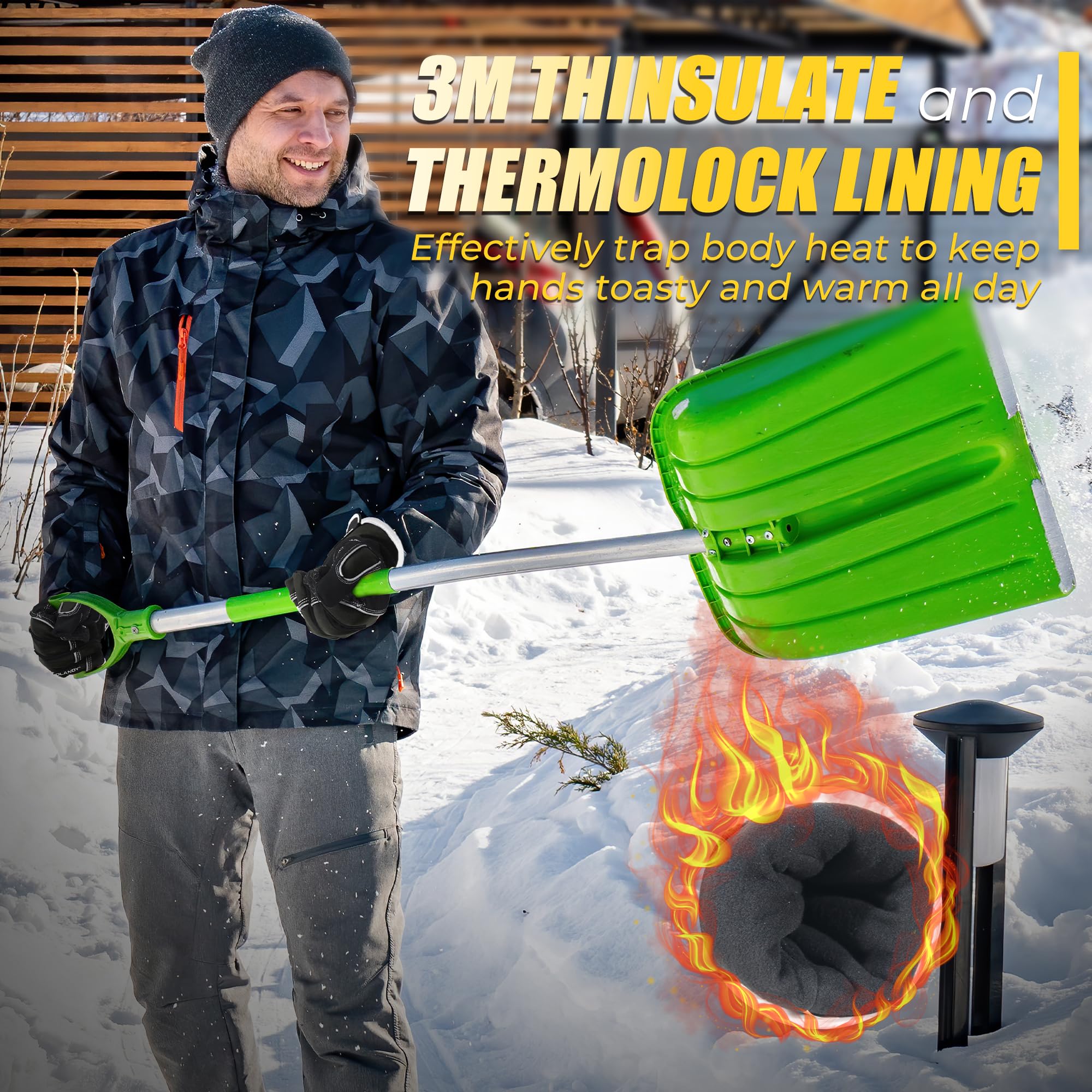 HANDLANDY Winter Work Gloves, 3M Thinsulate Waterproof Insulated Gloves, Warm Ski Glove for Shoveling Snow Outdoor, Gifts for Men Women