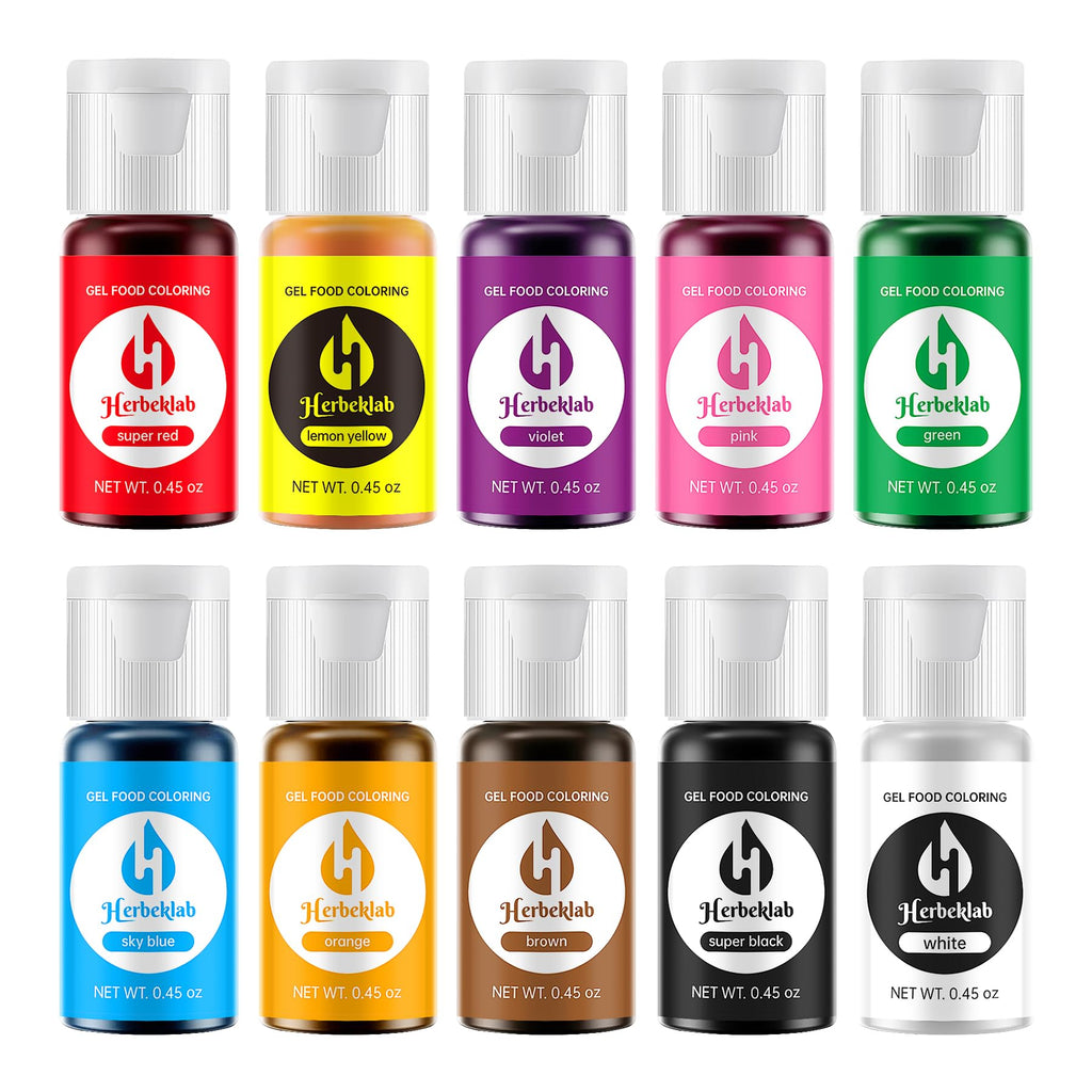 Gel Food Coloring - 10 Colors x 0.45 oz Concentrated Gel Based Food Dye Vibrant Icing Colors Professional-Grade Neon Food Color for Baking Cake Decorating Cookies Fondant