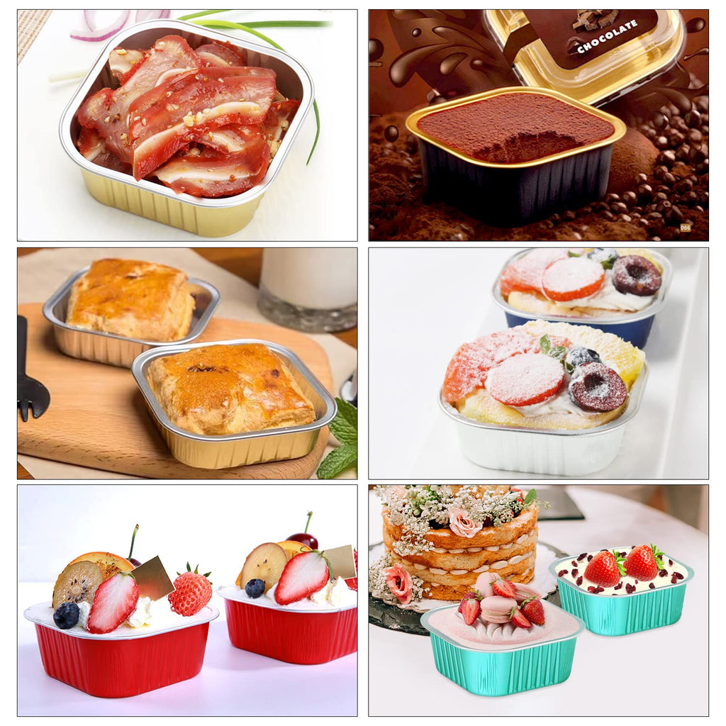 LNYZQUS 120 Pack 10oz Mini Cake Pans with Lids and Spoons for Bake Sales
