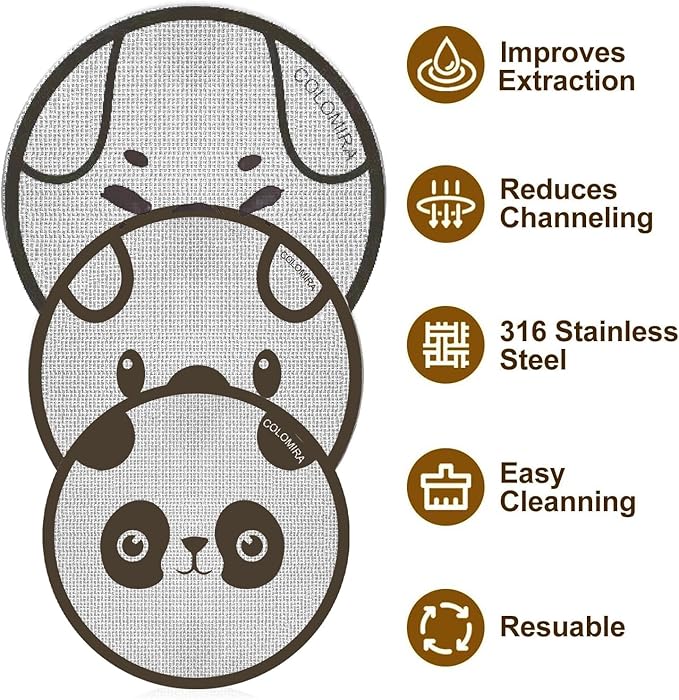 58.5mm Espresso Puck Screen, Lower Shower Screen, Metal Coffee Reusable Filter for 58mm Espresso Portafilter Basket, 1.7 Thickness(Panda)