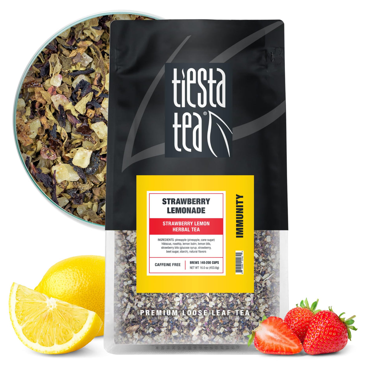 Tiesta Tea Strawberry Kiwi Herbal Tea Loose Leaf Fruit Tea Blend 16oz
