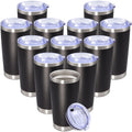 20 oz Tumbler Insulated Tumblers Stainless Steel Coffee Mug,Black 12PCS