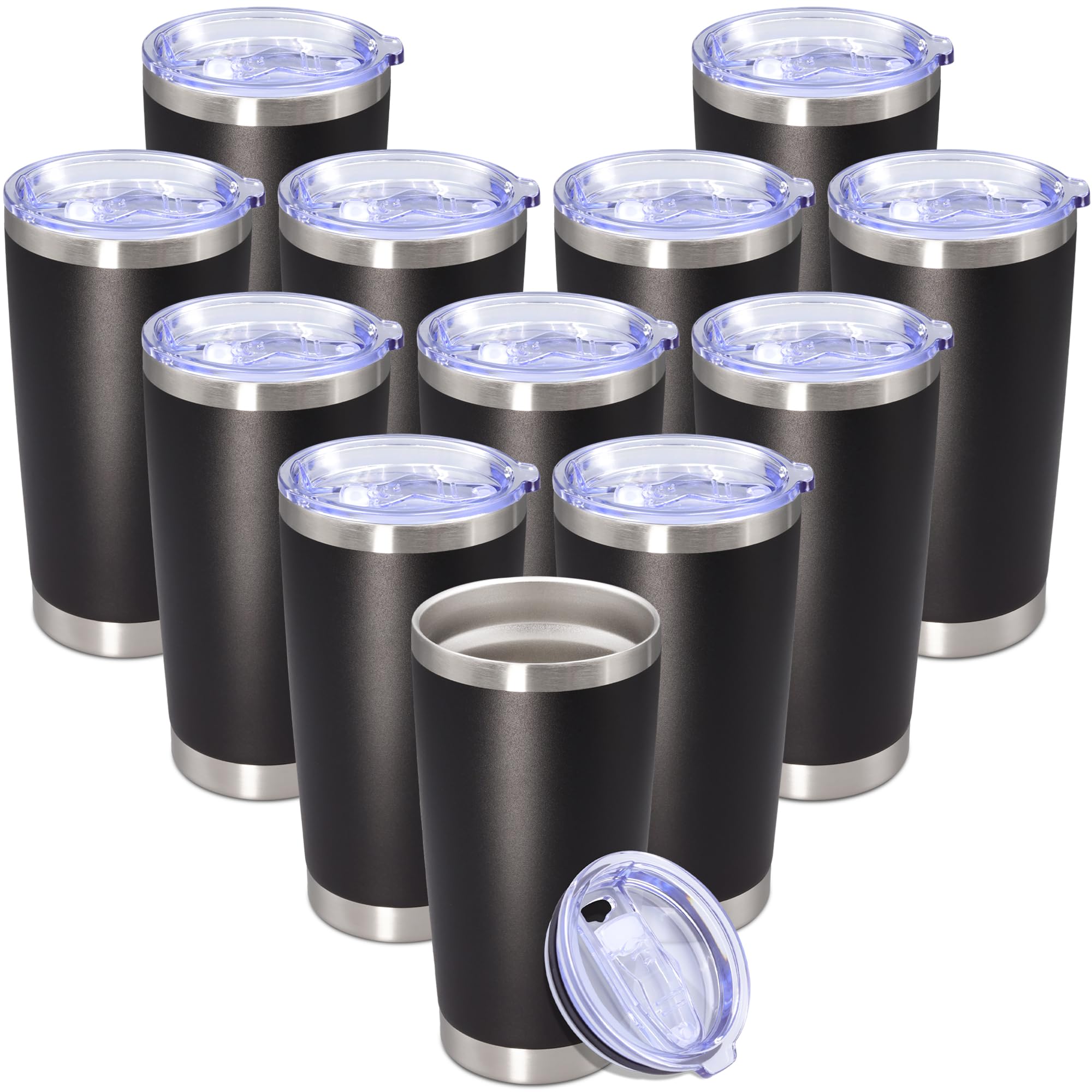 20 oz Tumbler Insulated Tumblers Stainless Steel Coffee Mug,Black 12PCS