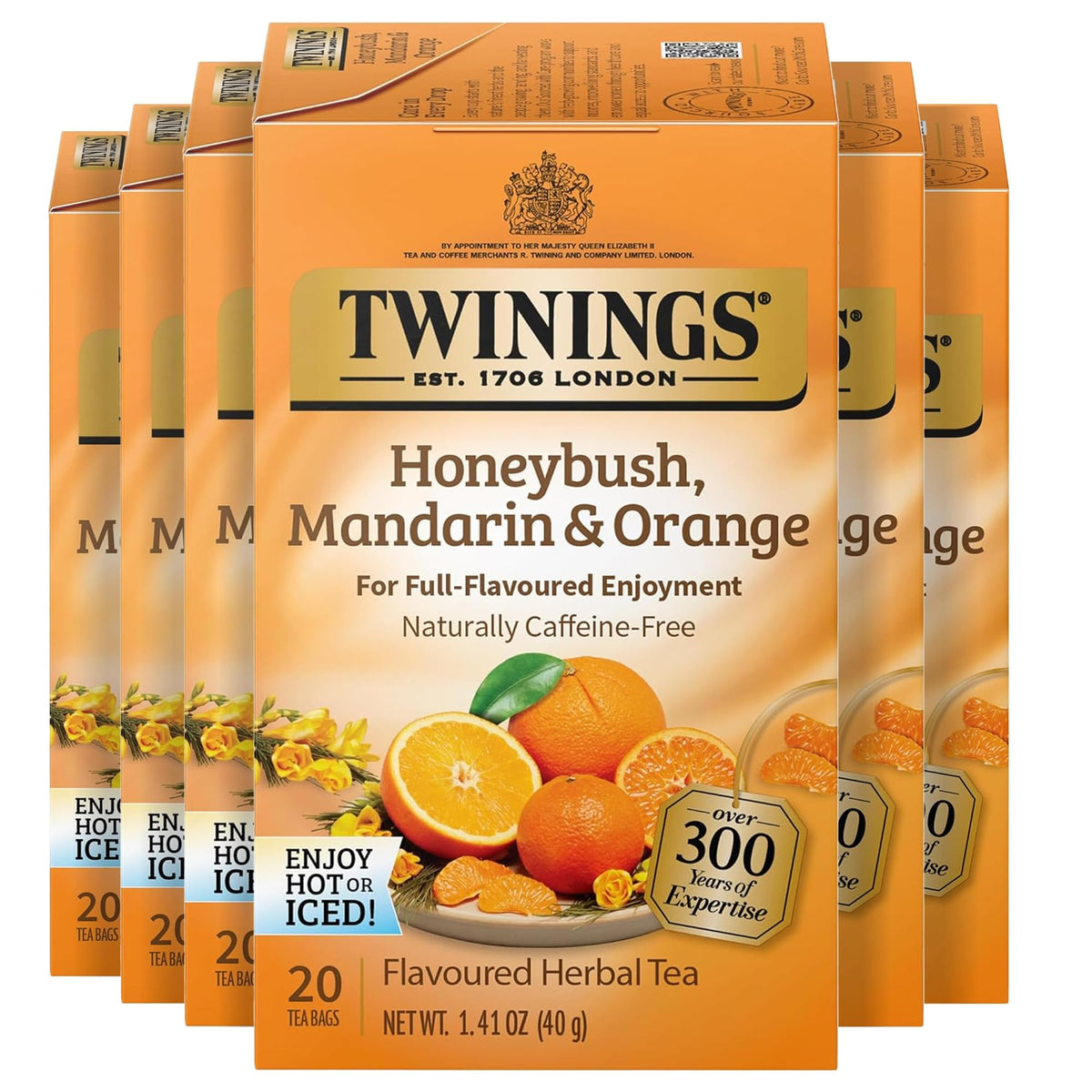 Twinings English Breakfast Black Tea Individually Wrapped Bags, 20 Count (Pack of 6), Flavourful, Robust, Caffeinated, Enjoy Hot or Iced, 120 Teabags