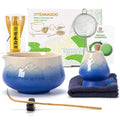 TEANAGOO 7 Pcs Matcha Whisk Set,Blue Matcha Set, Ceremony Matcha Powder Kit,Matcha Tea Set for Making Latte,Matcha Whisk Set and Bowl with Scoop&Sifter,Fuji Design Ceramic Bowl,Gift for Matcha Lovers
