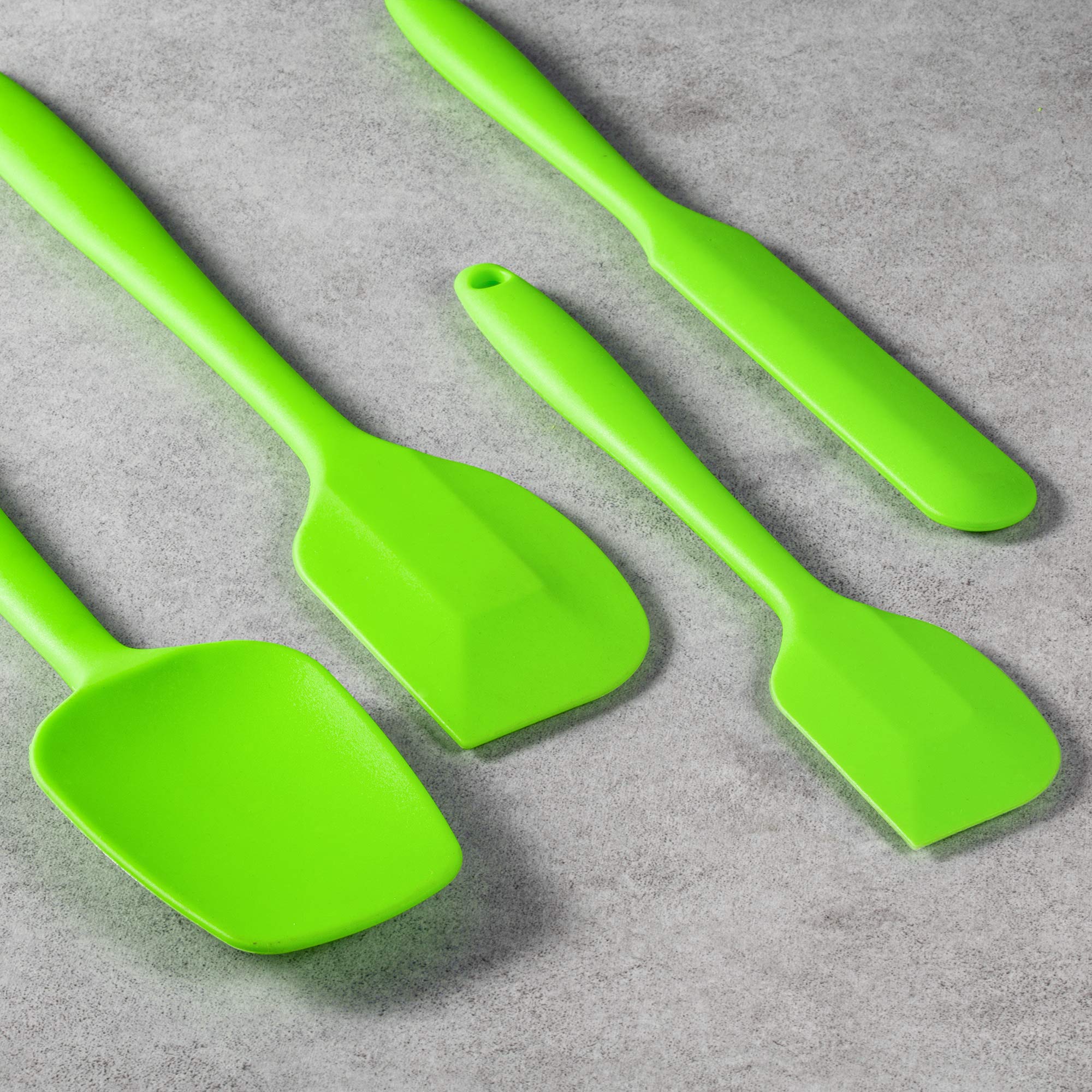 JXWING 4-Piece Silicone Spatula Set with Stainless Steel Core, Green