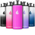 HYDRO CELL Stainless Steel Insulated Water Bottle with Straw - For Cold & Hot Drinks - Metal Vacuum Flask with Screw Cap and Modern Leakproof Sport Thermos for Adults (Fuchsia 18oz)