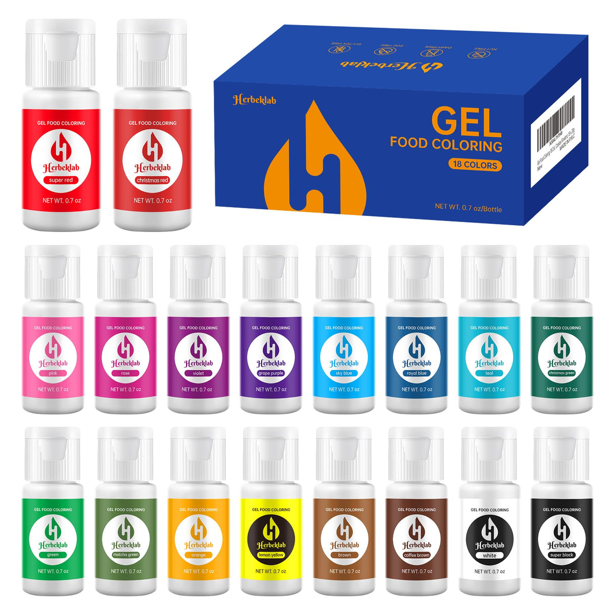 Gel Food Coloring - 10 Colors x 0.7 oz Concentrated Gel Based Food Dye Icing Colors Professional-Grade Neon Food Color for Baking Cake Decorating Cookies Fondant