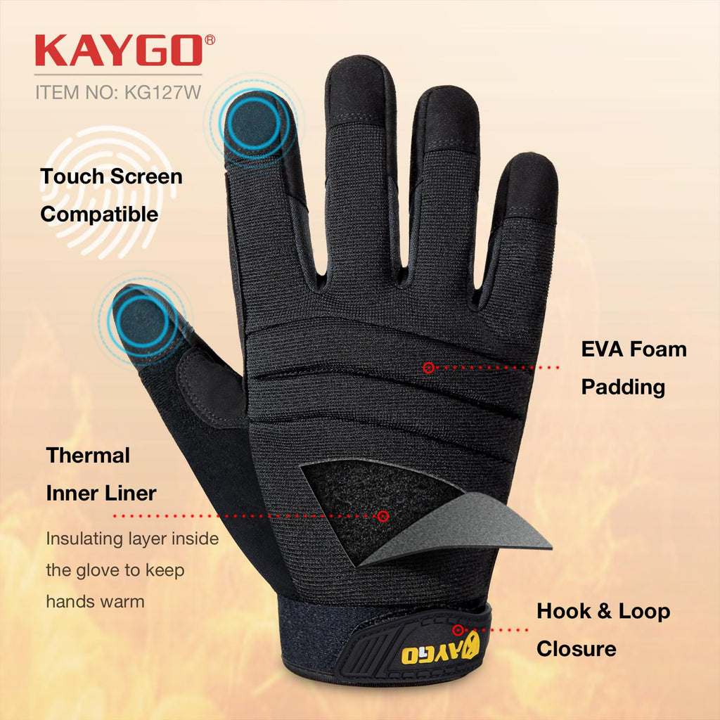 KAYGO Insulated Mechanic Work Gloves, Winter Thermal, KG127W