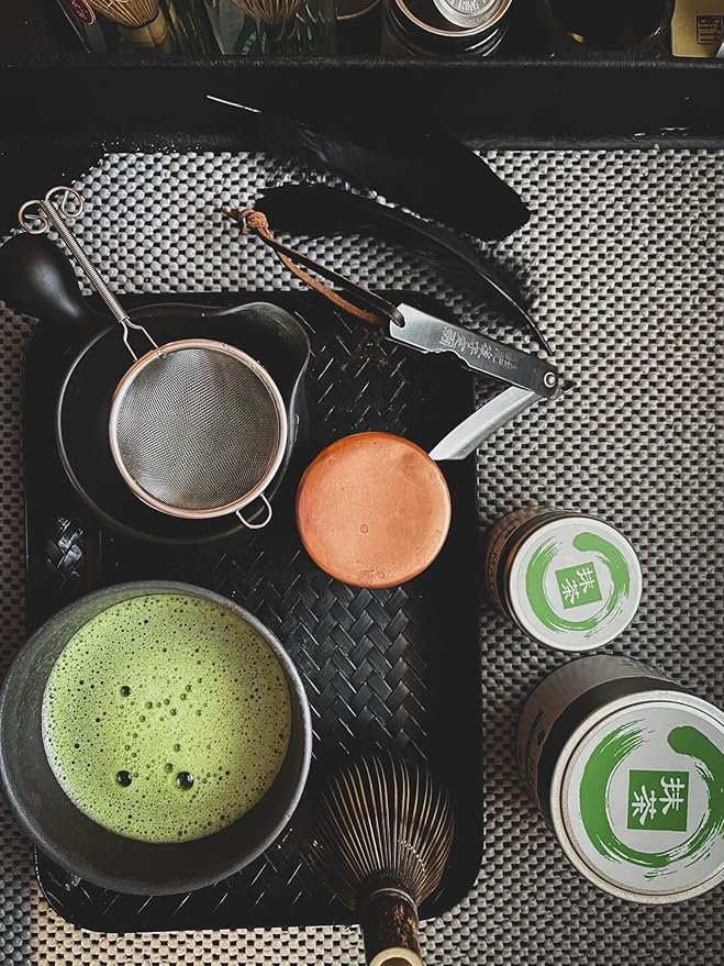 Matcha Kari Dr. Weil Complete Tea Set - Black - Japanese Ceremonial Organic Matcha with Whisk and Holder, Ceramic Bowl, Sifter, and Scoop