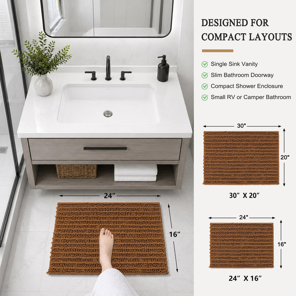 Arotive Bathroom Rugs Mat 24x16, Soft Absorbent Chenille Shaggy Bath Mat