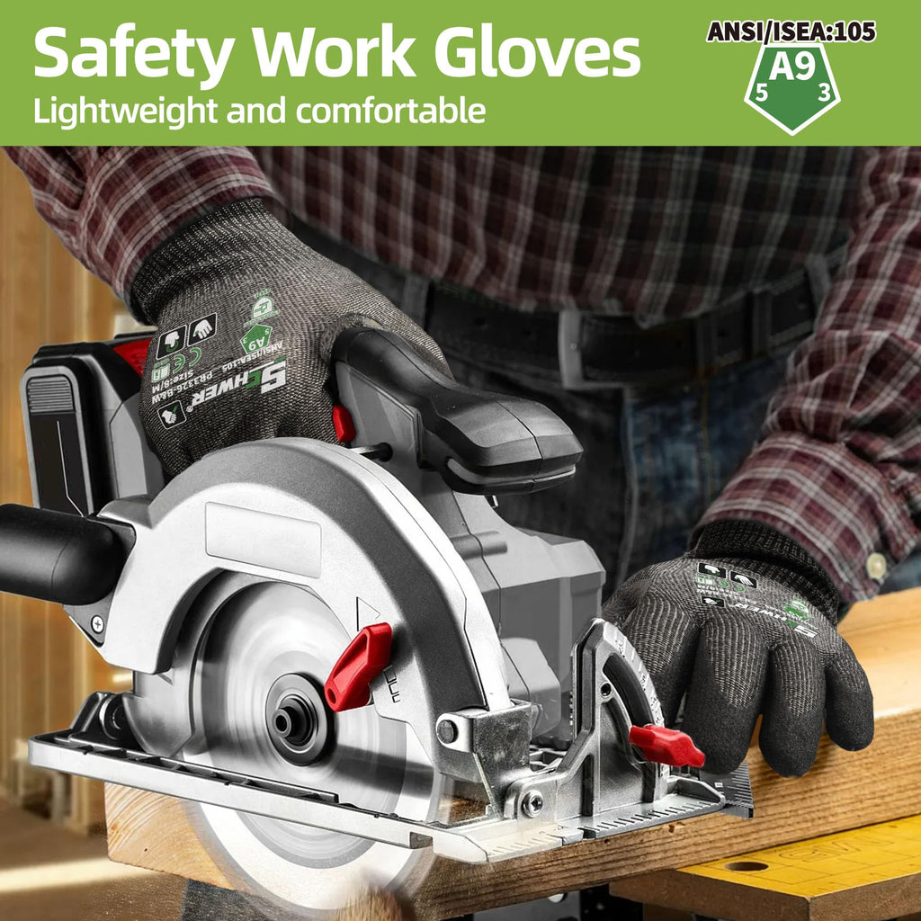 Schwer ProGuard High Level Cut Resistant Work Gloves PR3326 for Extreme Protection，ANSI A9 Cut Gloves with Reinforced Thumb, Non Slip, Durable, Touch-screen, Black 1 Pair（XXL）