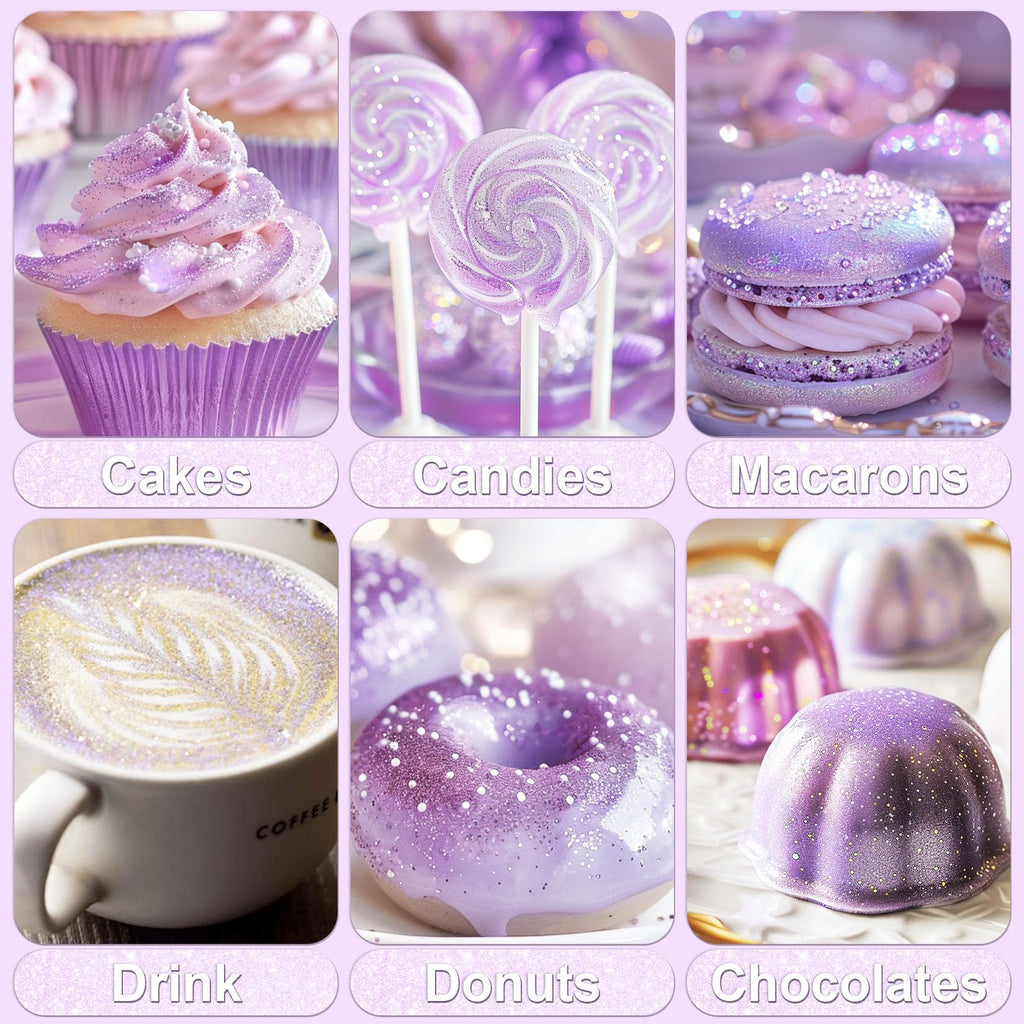Iridescent Purple Edible Glitter - 5g Food Grade Cake Decorating Shimmering Glitter, Edible Sprinkle Luster Dust for Drinks, Chocolates, Fondant, Strawberries, Cupcakes, Candy, Easter Cookie - Vegan