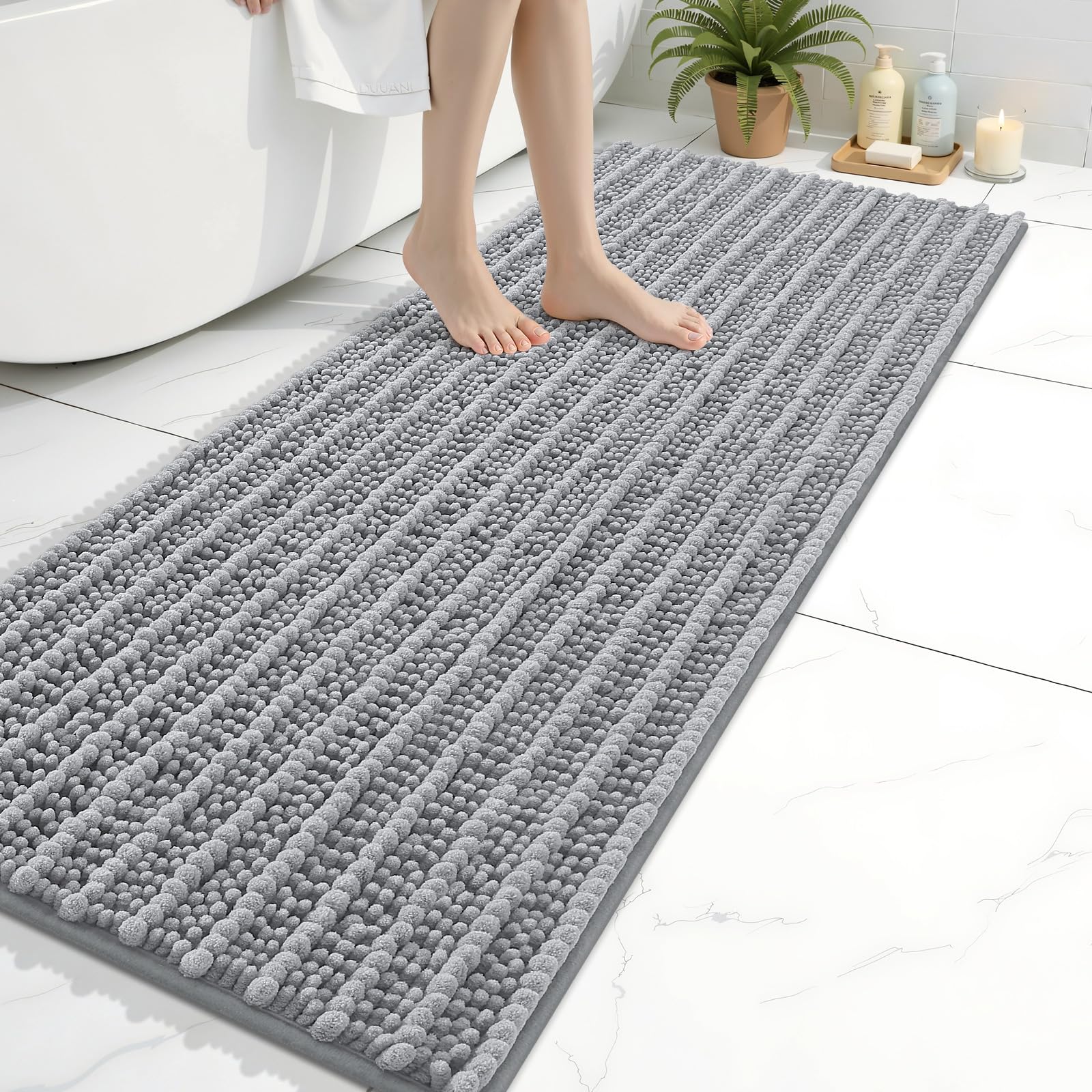 Arotive Bathroom Rugs Mat 60x20, Soft Absorbent Chenille Shaggy Bath Mat