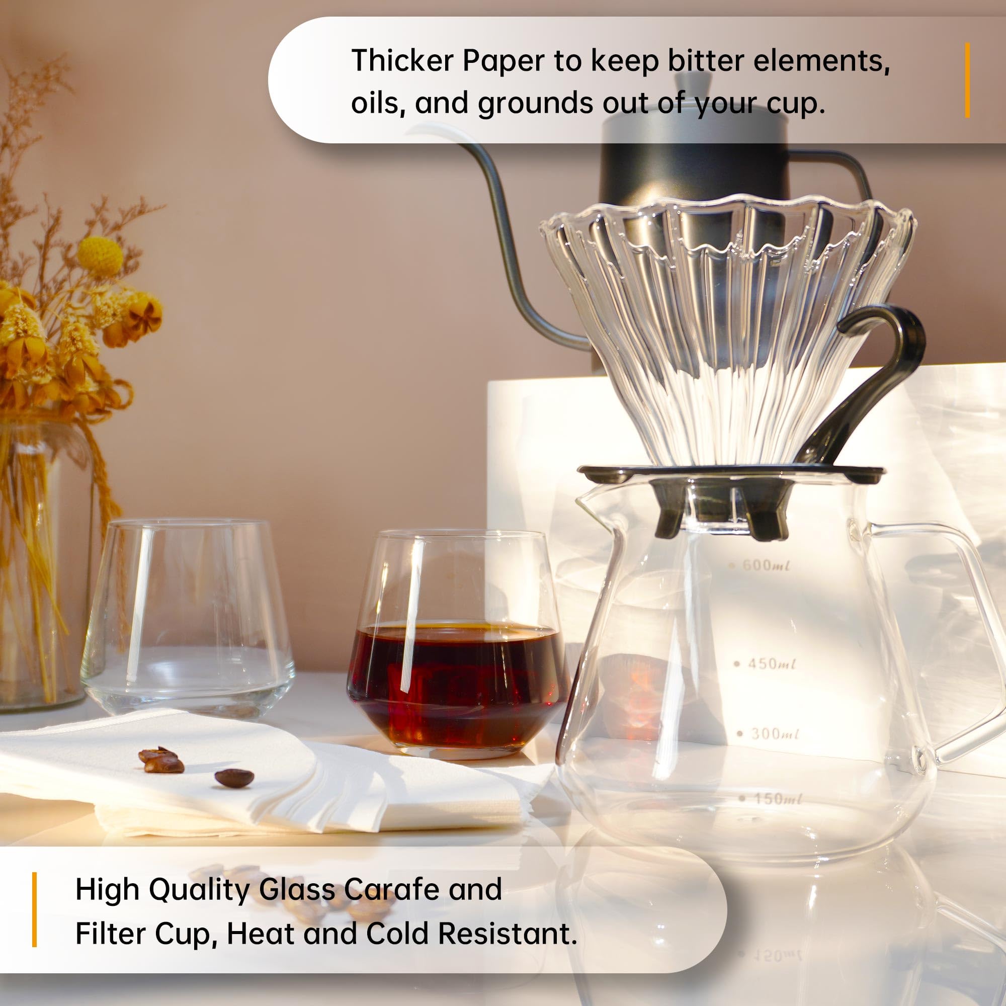 SuperCook Coffee Pour Over Kit Hand Drip with Kettle, Electric Grinder, Camping Travel Coffee Kit Ideal for Anniversary Birthday Gift