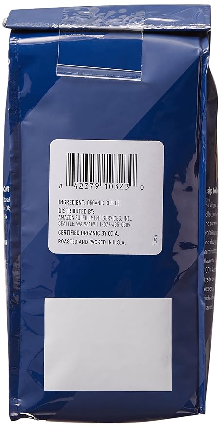 Amazon Fresh Organic Fair Trade Sumatra Whole Bean Coffee, Dark Roast, 12 Ounce