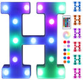Foaky Colorful LED Letter Lights with Remote,Marquee Light Up Letters Sign for Night Light Wedding/Birthday Party Battery Powered Christmas Lamp Home Bar Decoration(H)