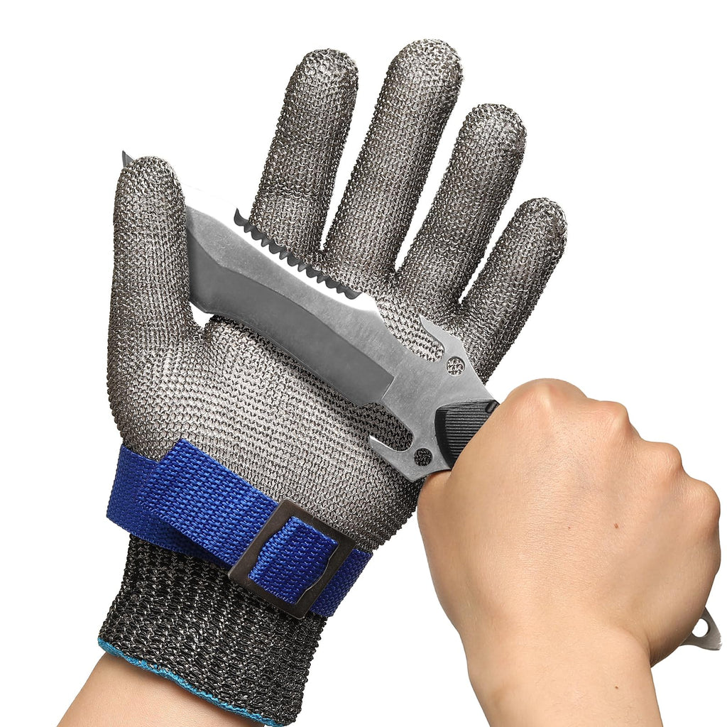Schwer SlicePro ANSI A9 Cut Resistant Glove PR1706, Stainless Steel Mesh Metal Glove, Food Grade for Kitchen Cooking, Butcher Meat Cutting, Oyster Shucking, Mandoline, (XL, 1 PCS)