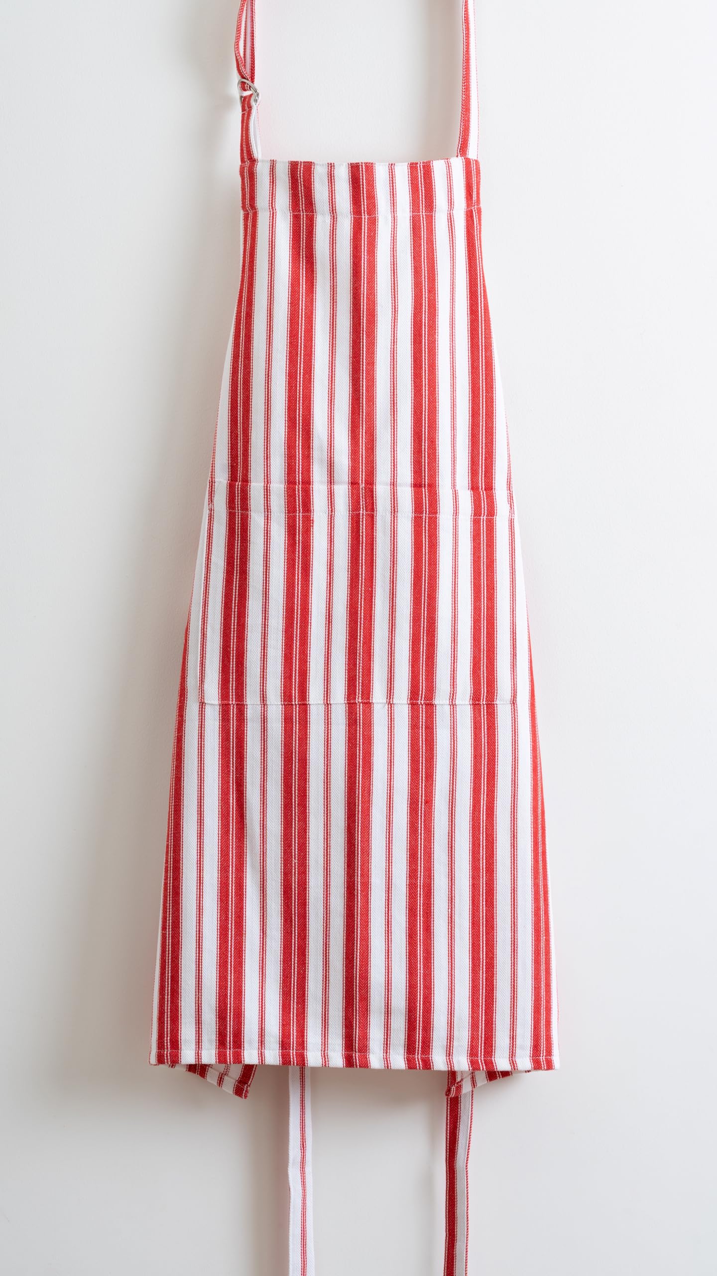 1 Oven Mitt, 1 PotHolder & 1 Kitchen Apron Set - Durable Heat Resistant Gloves - Thick Mittens for Kitchen - Suitable for Cooking, Baking, Grilling – Men & Women – Bright Red Stripes - Casa De Lan