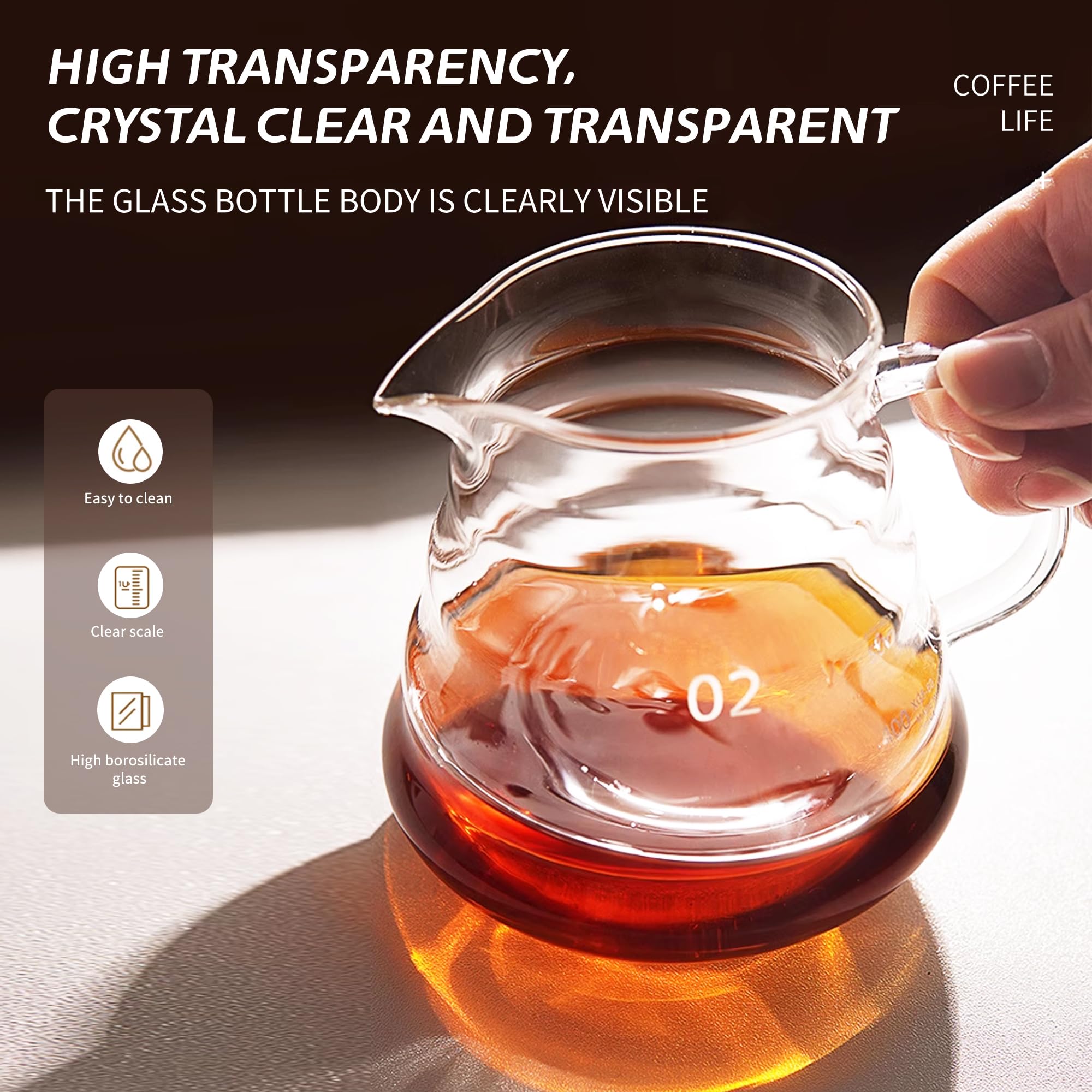 Glass Coffee Server for Drip Coffee Maker, Standard Glass Coffee Carafe, Coffee Pot with Lid, Clear, 03 800ml(27oz)