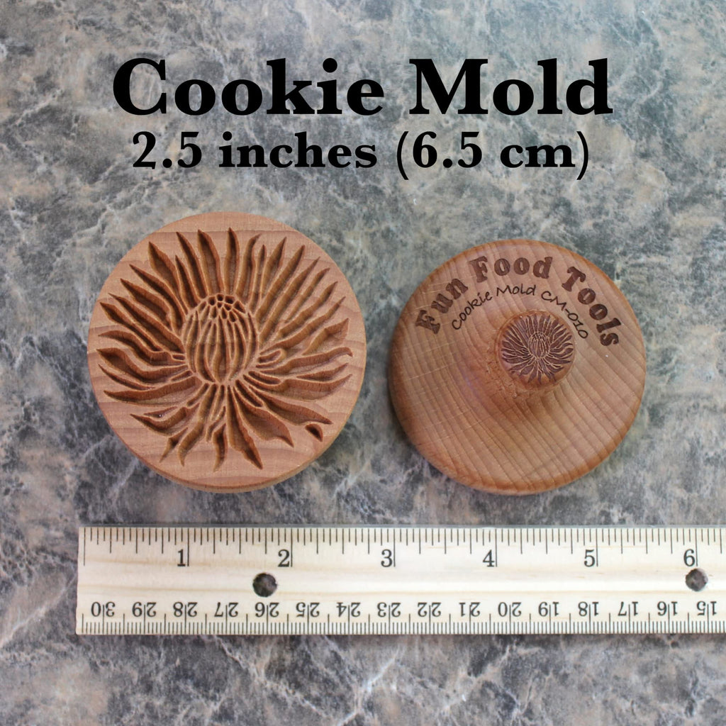 Fun Food Tools, Wood Cookie Stamp, 2.5 Inch (Blooming Chrysanthemum CS-010)