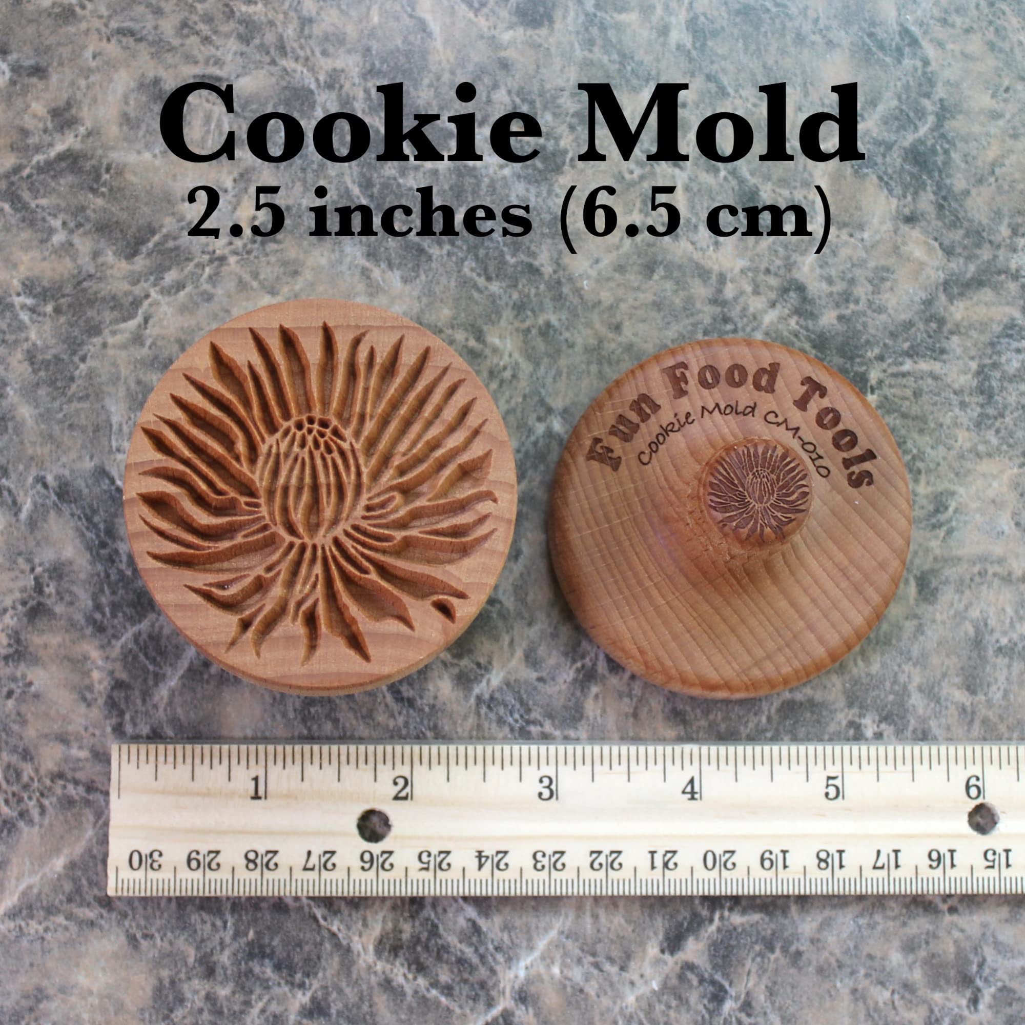 Fun Food Tools, Wood Cookie Stamp, 2.5 Inch (Blooming Chrysanthemum CS-010)