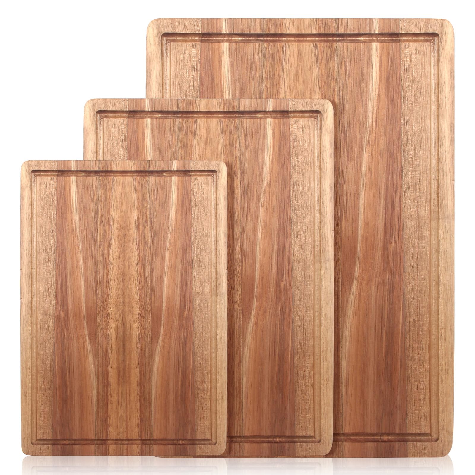 Solid Acacia Wood Cutting Board Set of 3 Wooden Charcuterie Boards Set