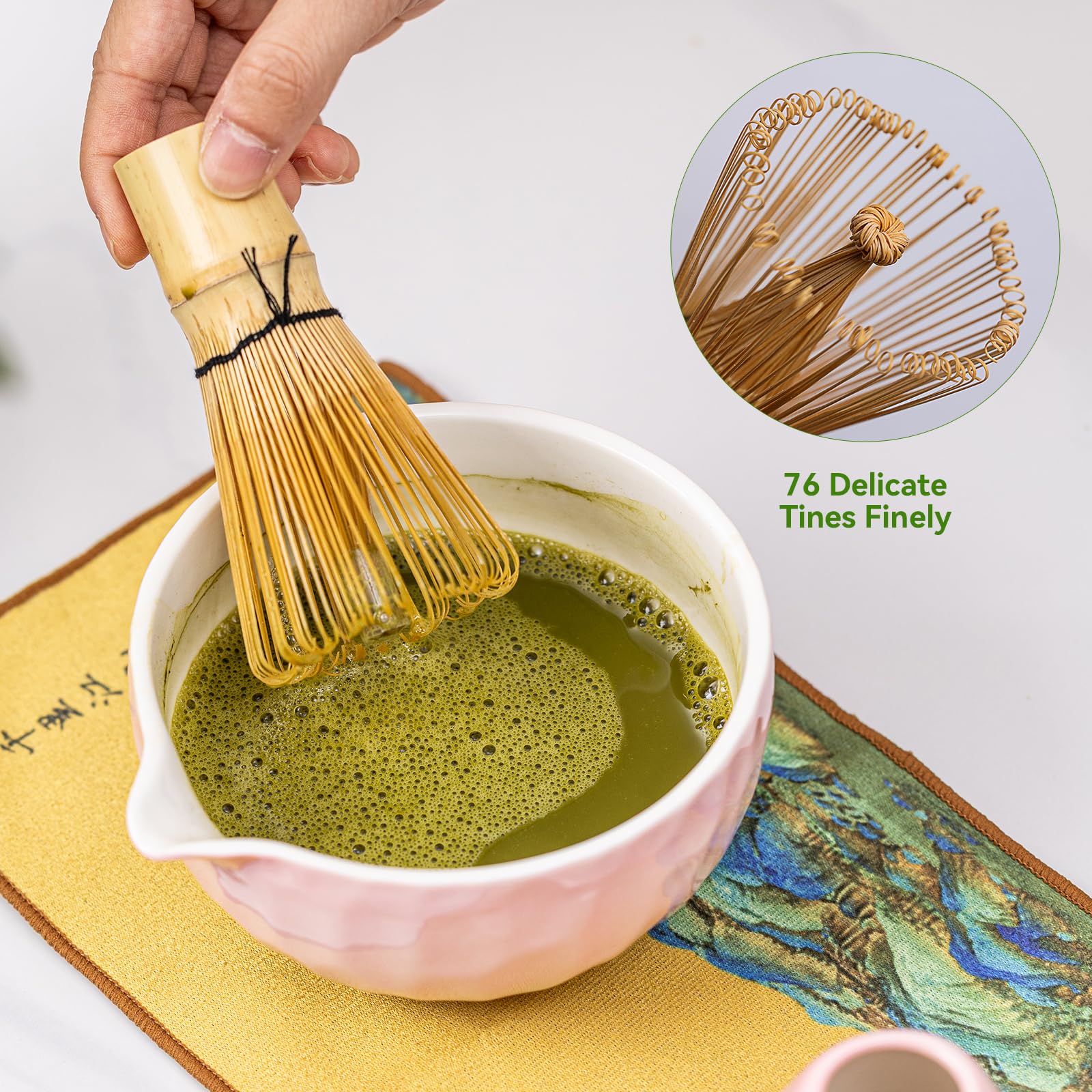 Sakura Matcha Bowl Set with Whisk - Mother’s Day 530ML Pink Ombre Ceramic Chawan | Japanese Matcha Starter Kit for Tea Ceremony, Valentine Gift for Her & Matcha Lovers | 7-Piece Set