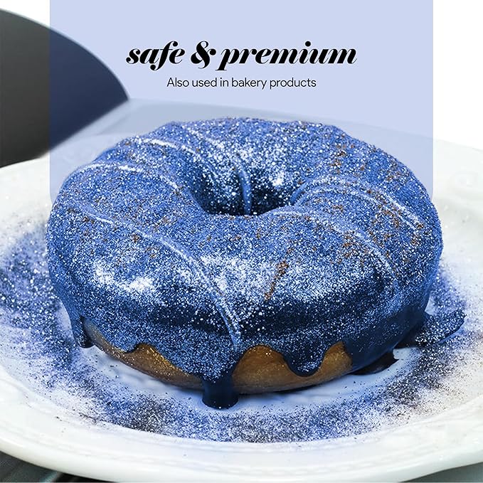 BeePoint Blue Edible Luster Dust 15g - Food Grade, Vibrant Color Shimmer Powdered Dust for Drinks, Cocktails, Cake Decorating, Baking, Chocolates, Candy, Sweets, & Cookies - Vegan & Gluten Free