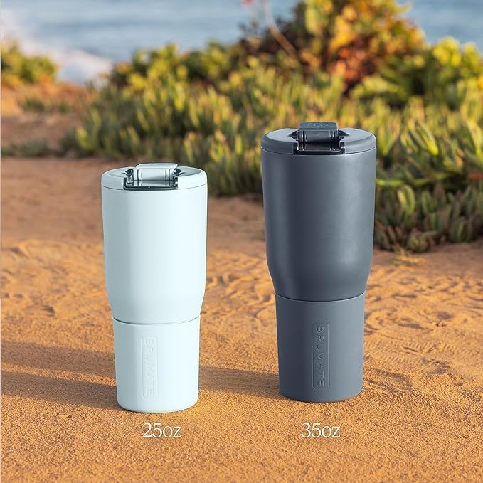 BrüMate Nav 35oz 100% Leak Proof Insulated Travel Tumbler with Magnetic BevLock™ Lid - Double Wall Cup-Holder Friendly Stainless Steel Mug (Dune)