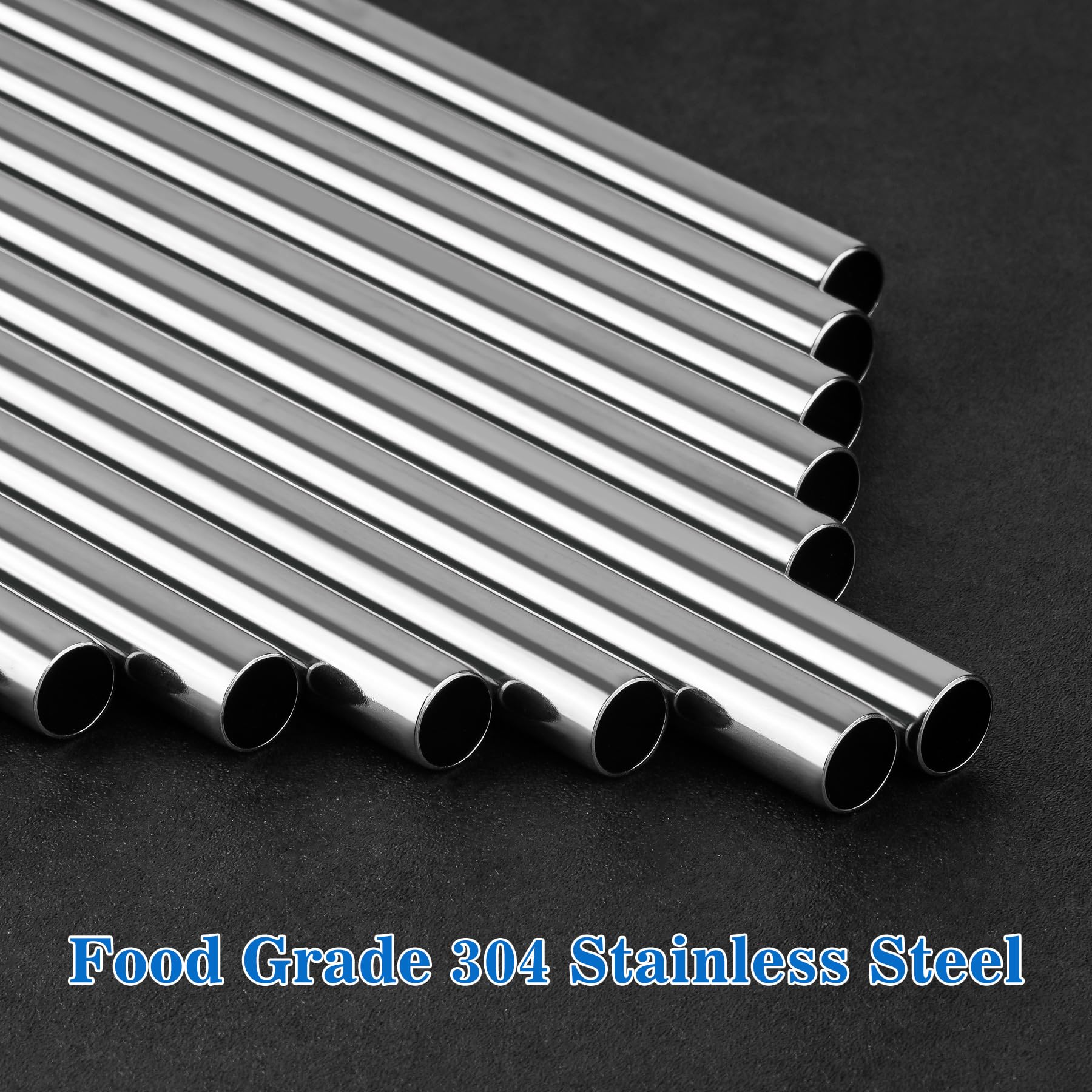 Tomorotec 8PCS Stainless Steel Straws Fit for 40oz Stanley Tumblers, Silver