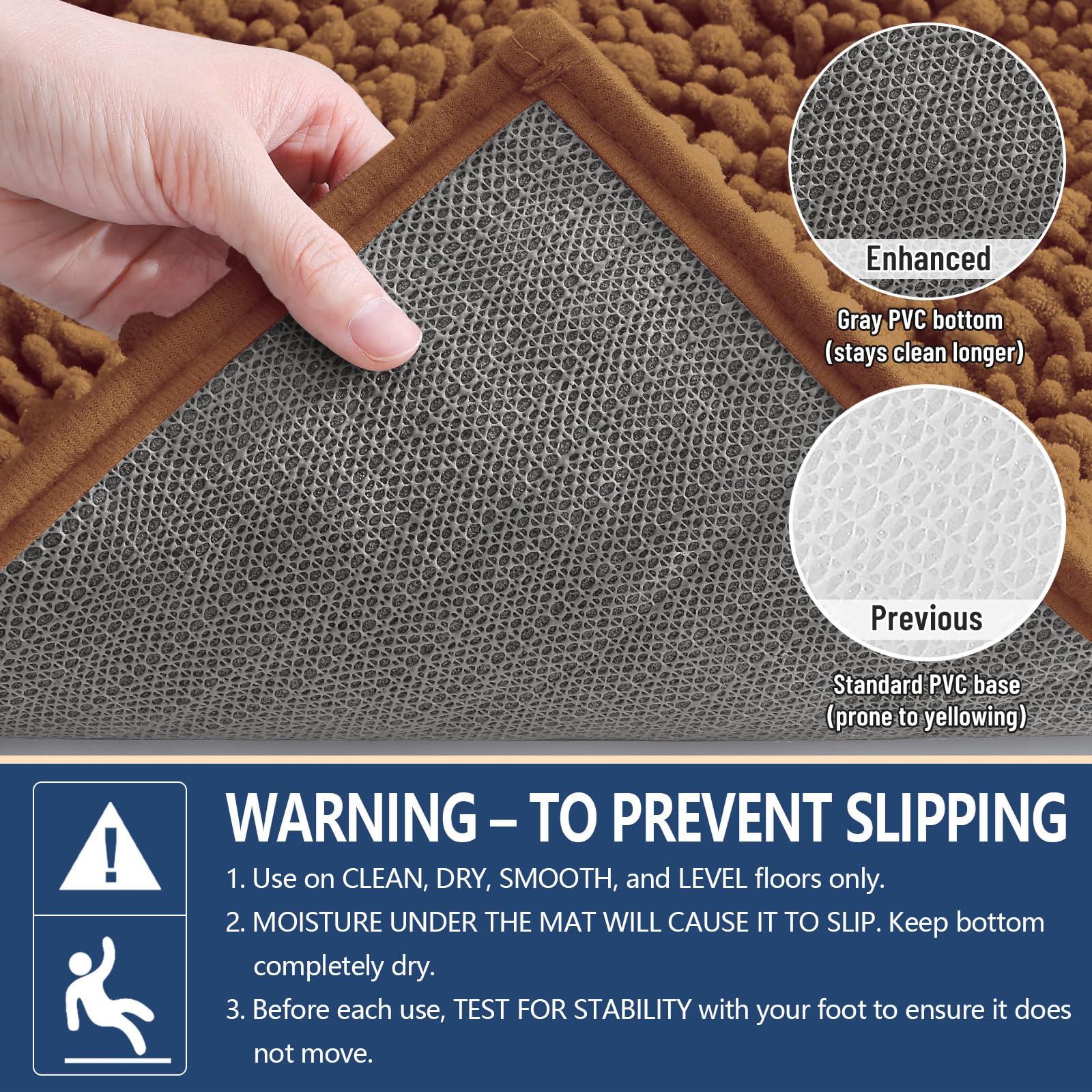 Arotive Bathroom Rugs Mat 24x16, Soft Absorbent Chenille Shaggy Bath Mat