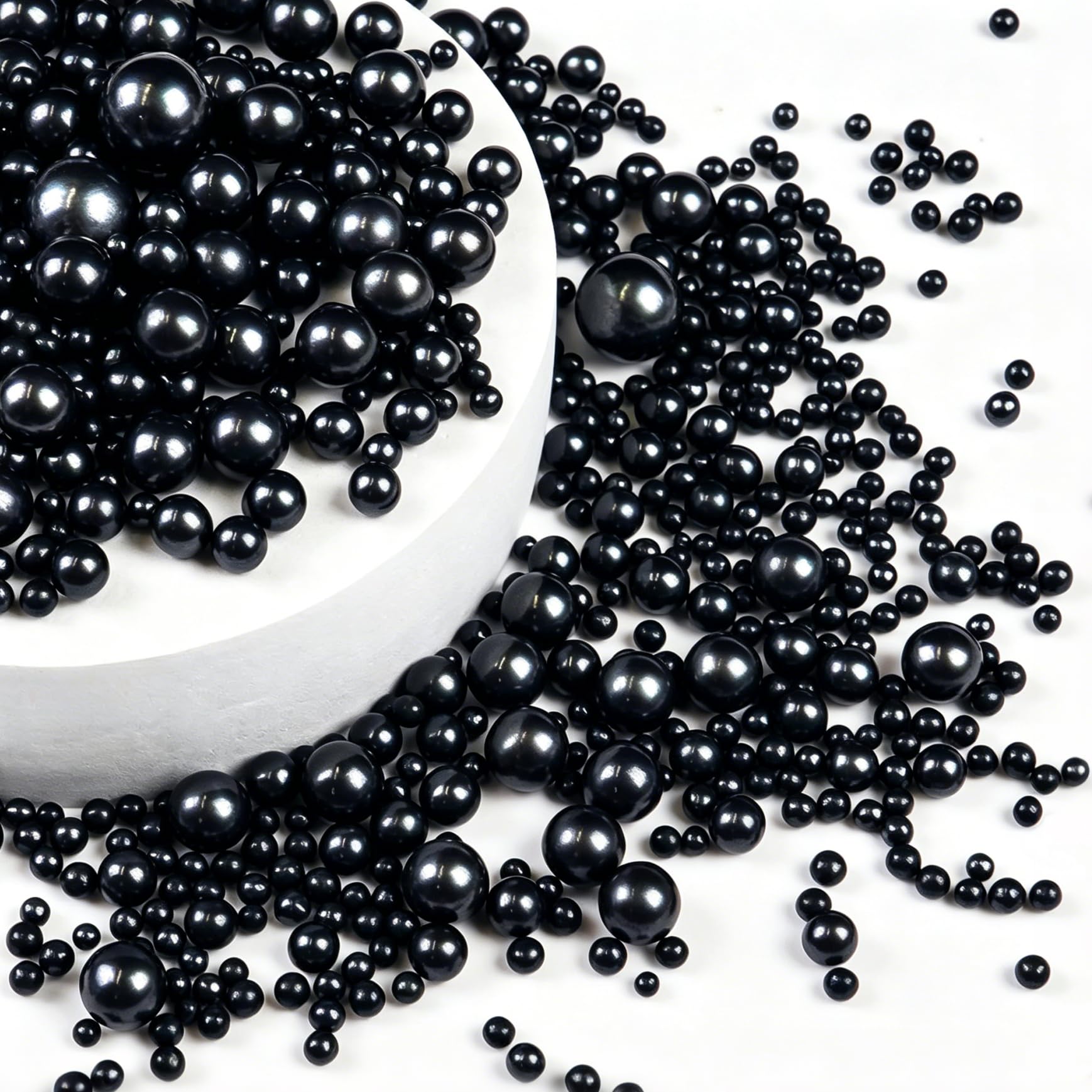 Edible Black Pearl Sprinkles for Cake Decorating, Black Pearl Sugar Sprinkles, 150g/5.29oz, Baking Cake Decorations, Food Grade Toppers, Cupcakes, Cookies, Birthday, Wedding Party Holiday Supplies