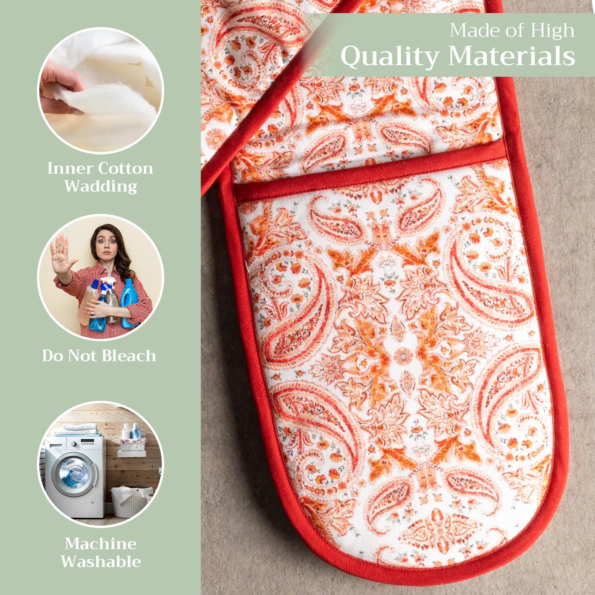 Maison d' Hermine Double Oven Mitts 100% Cotton Double Oven Glove (7"x35")