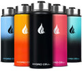 HYDRO CELL Stainless Steel Insulated Water Bottle with Straw - For Cold & Hot Drinks - Metal Vacuum Flask with Screw Cap and Modern Leakproof Sport Thermos for Adults (Black 18oz)