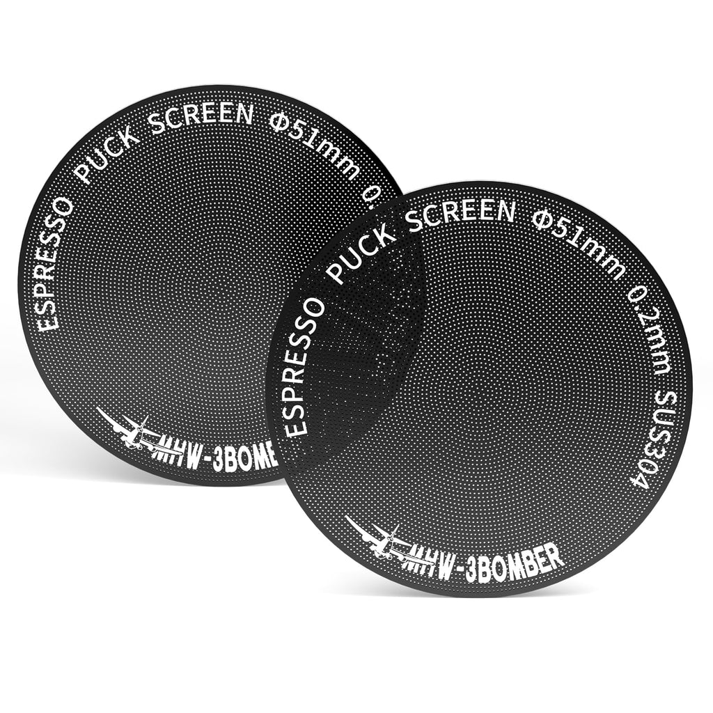 MHW-3BOMBER 51mm Espresso Puck Screen - 0.2mm Ultra Thin Espresso Puck - Metal Reusable Coffee Filter for Portafilter Basket 51mm - Puck Screen with Titanium Coating FG7048B-OS