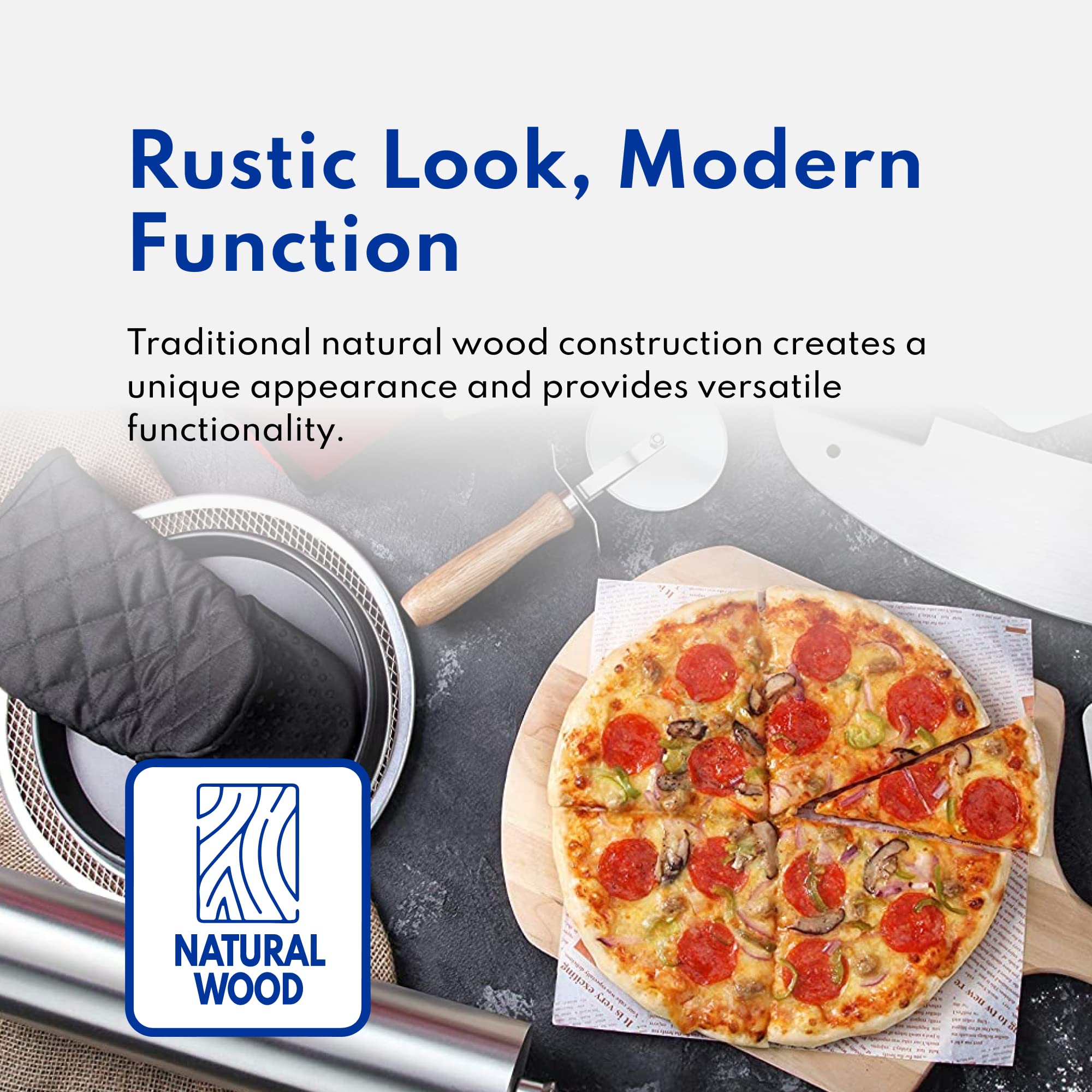 New Star Foodservice 50295 Restaurant-Grade Wooden Pizza Peel, 16" L x 14" W Plate, with 8" L Wooden Handle, 24" Overall Length