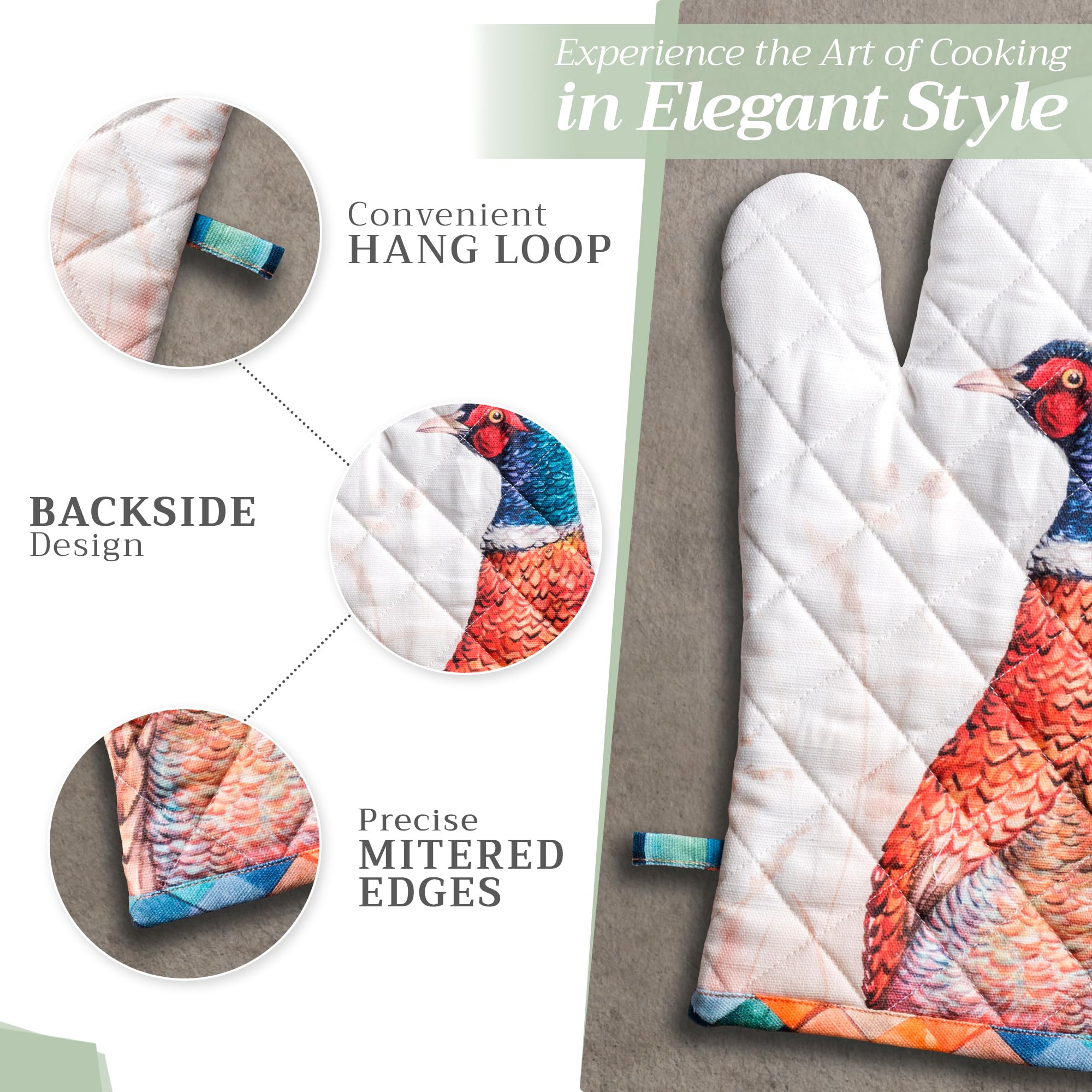 Maison d'Hermine Oven Gloves 100% Cotton Oven Mitt (7" x 13", Pack of 1)