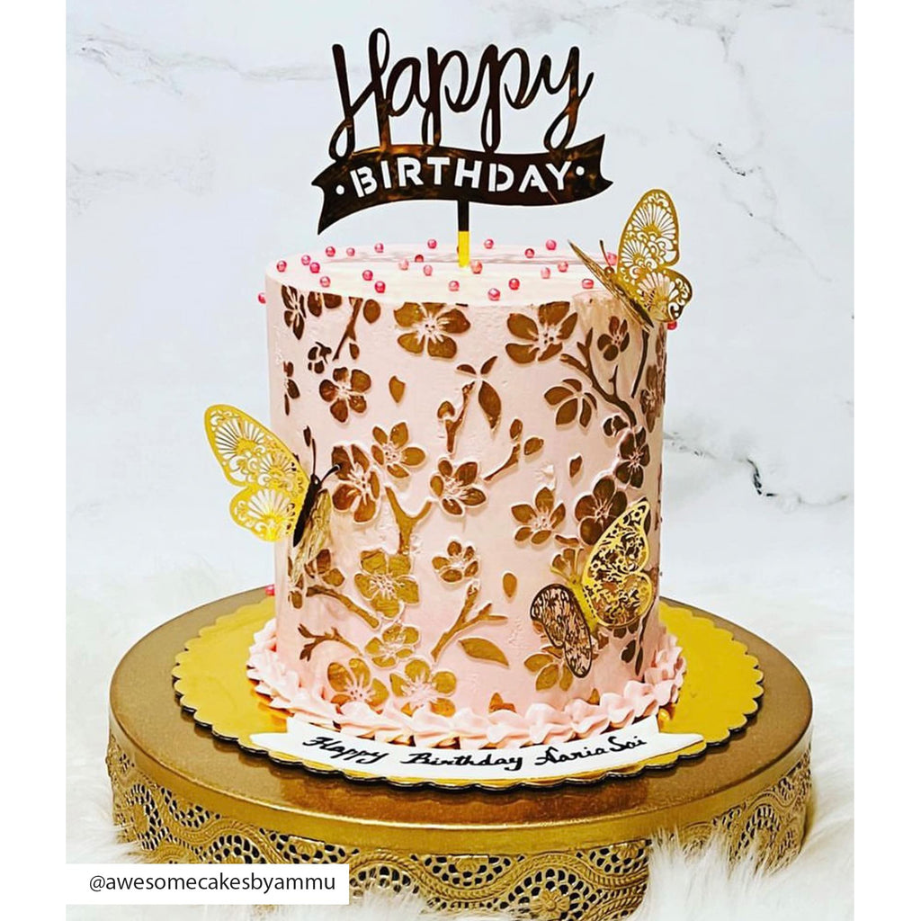 Lacupella Large Cake Decorating Stencil (MAIA) Sakura Leaves Pattern