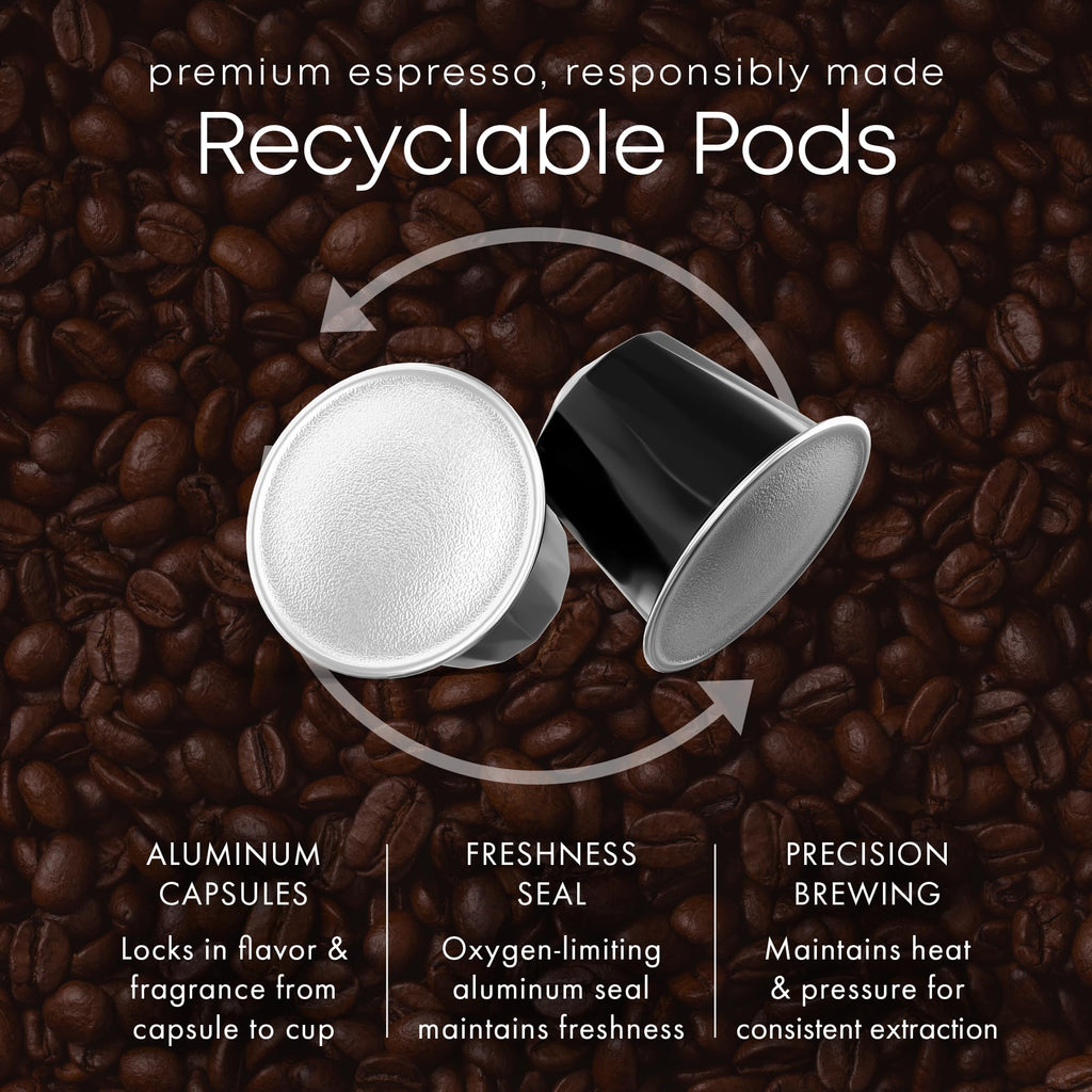 Prince Caffe Espresso Pods – ESPRESSO Intensity 7 Medium-Dark Roast Coffee Capsules – Compatible with Nespresso, Pods for Original Line Machines – Premium Quality Capsules 3 x 10 Pack (30 Count)