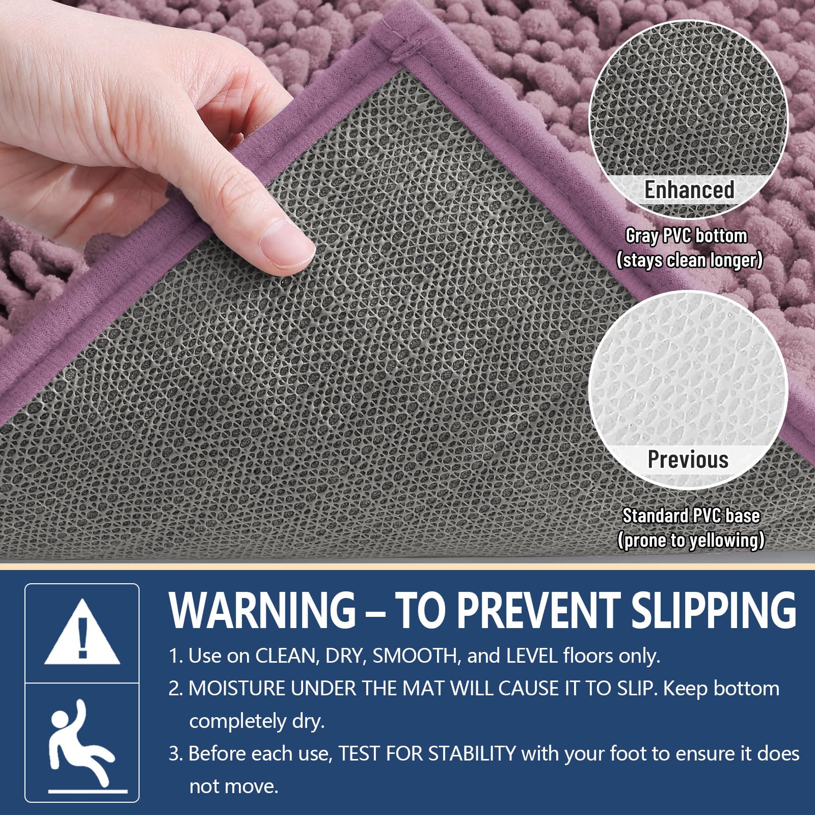 Arotive Bathroom Rugs Mat 47x24, Soft Absorbent Chenille Shaggy Bath Mat