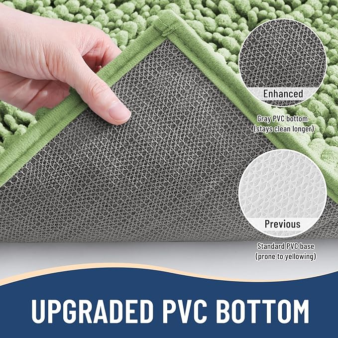 Arotive Luxury Chenille Bathroom Rug Mat, Extra Soft Thick Absorbent Shaggy Bath Rugs, Non-Slip Machine Wash Dry, Plush Bath Mats for Bathroom, Shower and Tub, 45x27, Sage Green