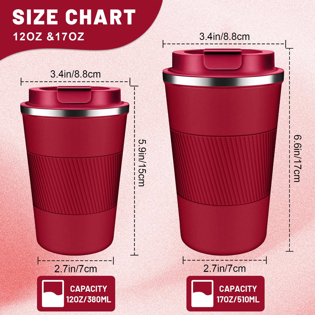 DUBUXW Insulated Coffee Tumblers with Flip Lid 12oz / 17oz, Stainless Steel Coffee Mug Leak Proof, Vacuum Insulated Coffee Mug Reusable Cup, Keeps Cold and Hot for Coffee Tea